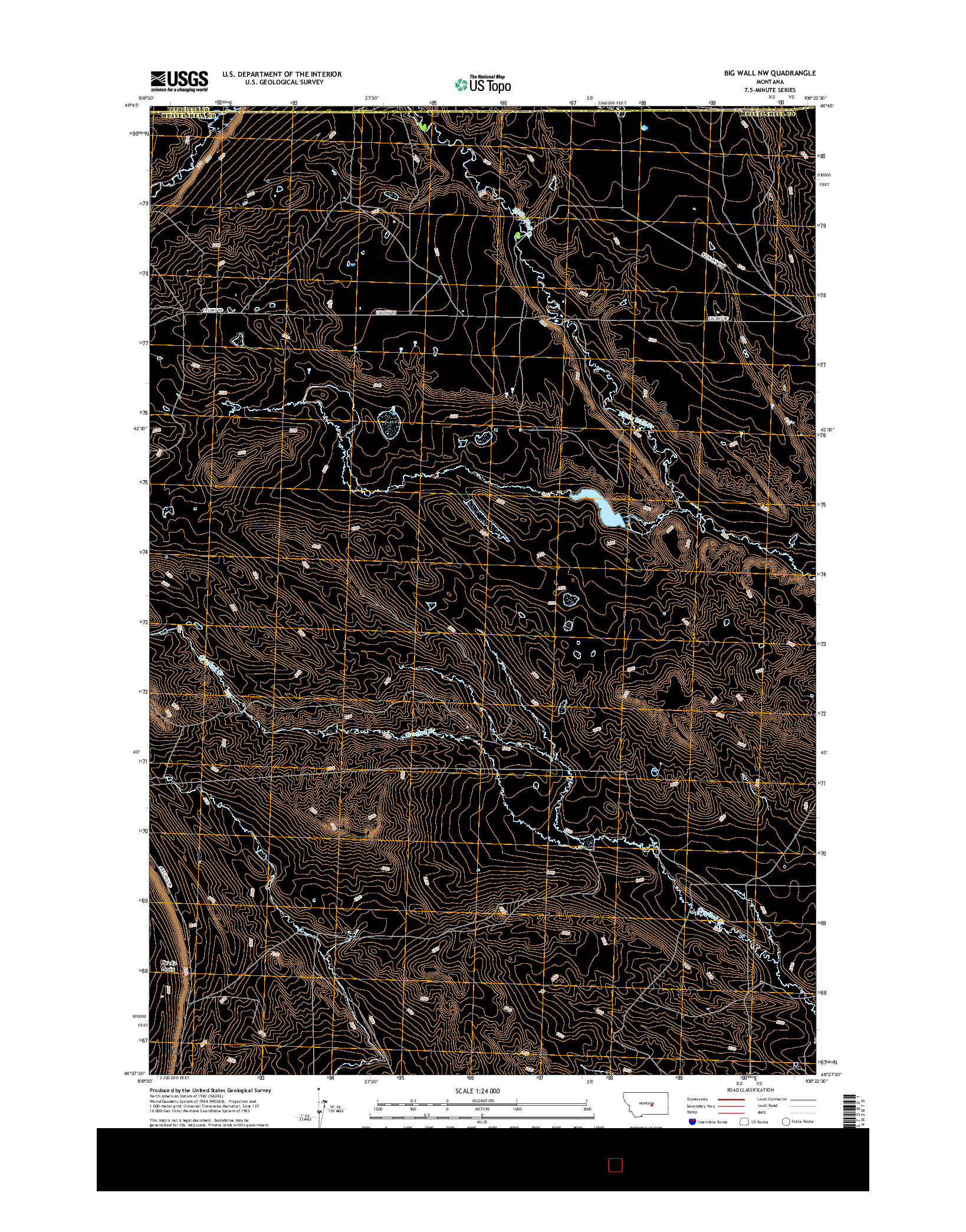 USGS US TOPO 7.5-MINUTE MAP FOR BIG WALL NW, MT 2017