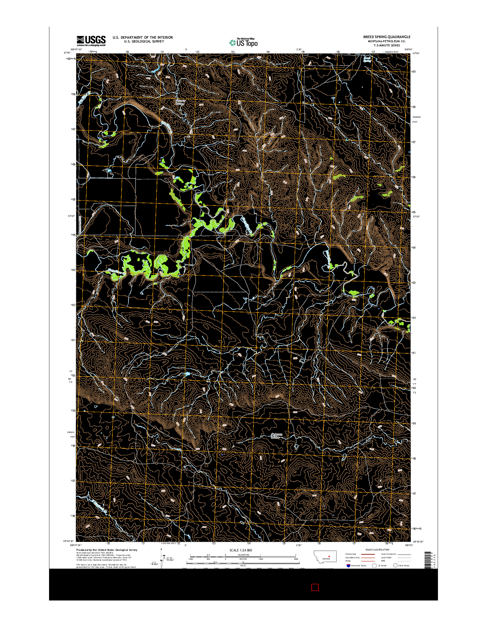 USGS US TOPO 7.5-MINUTE MAP FOR BREED SPRING, MT 2017