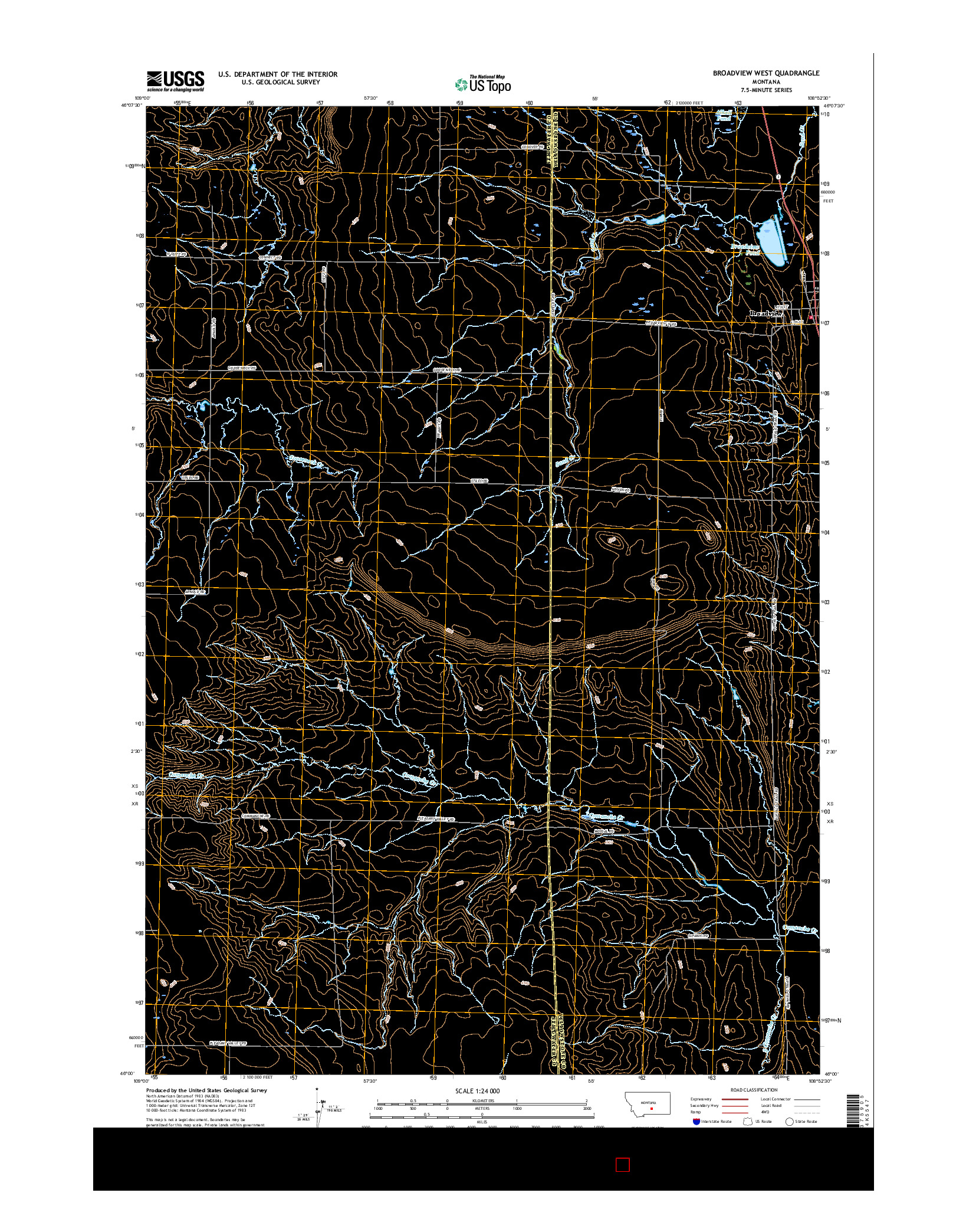 USGS US TOPO 7.5-MINUTE MAP FOR BROADVIEW WEST, MT 2017