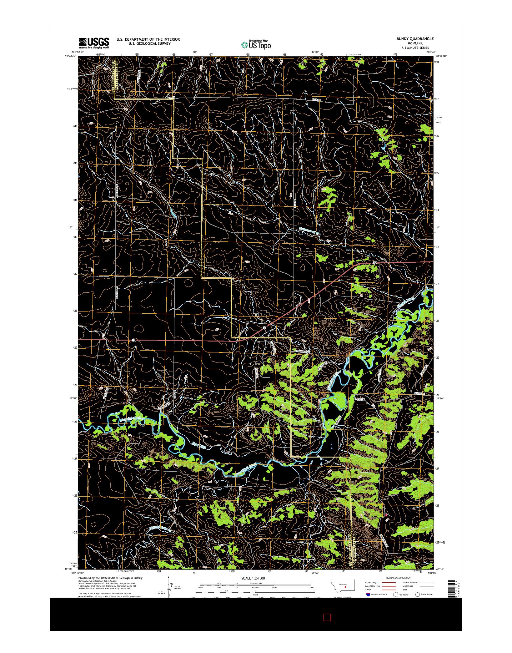 USGS US TOPO 7.5-MINUTE MAP FOR BUNDY, MT 2017