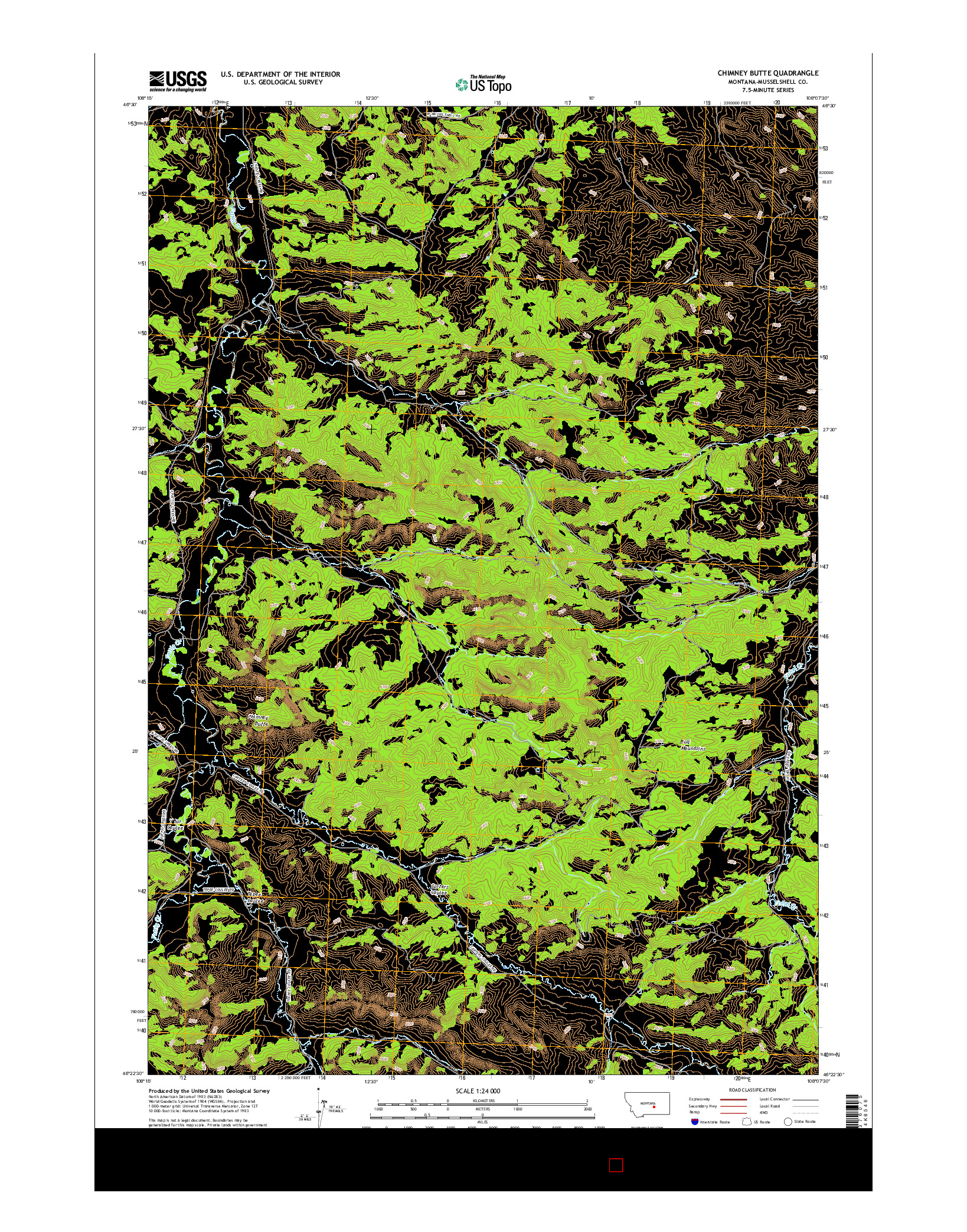 USGS US TOPO 7.5-MINUTE MAP FOR CHIMNEY BUTTE, MT 2017