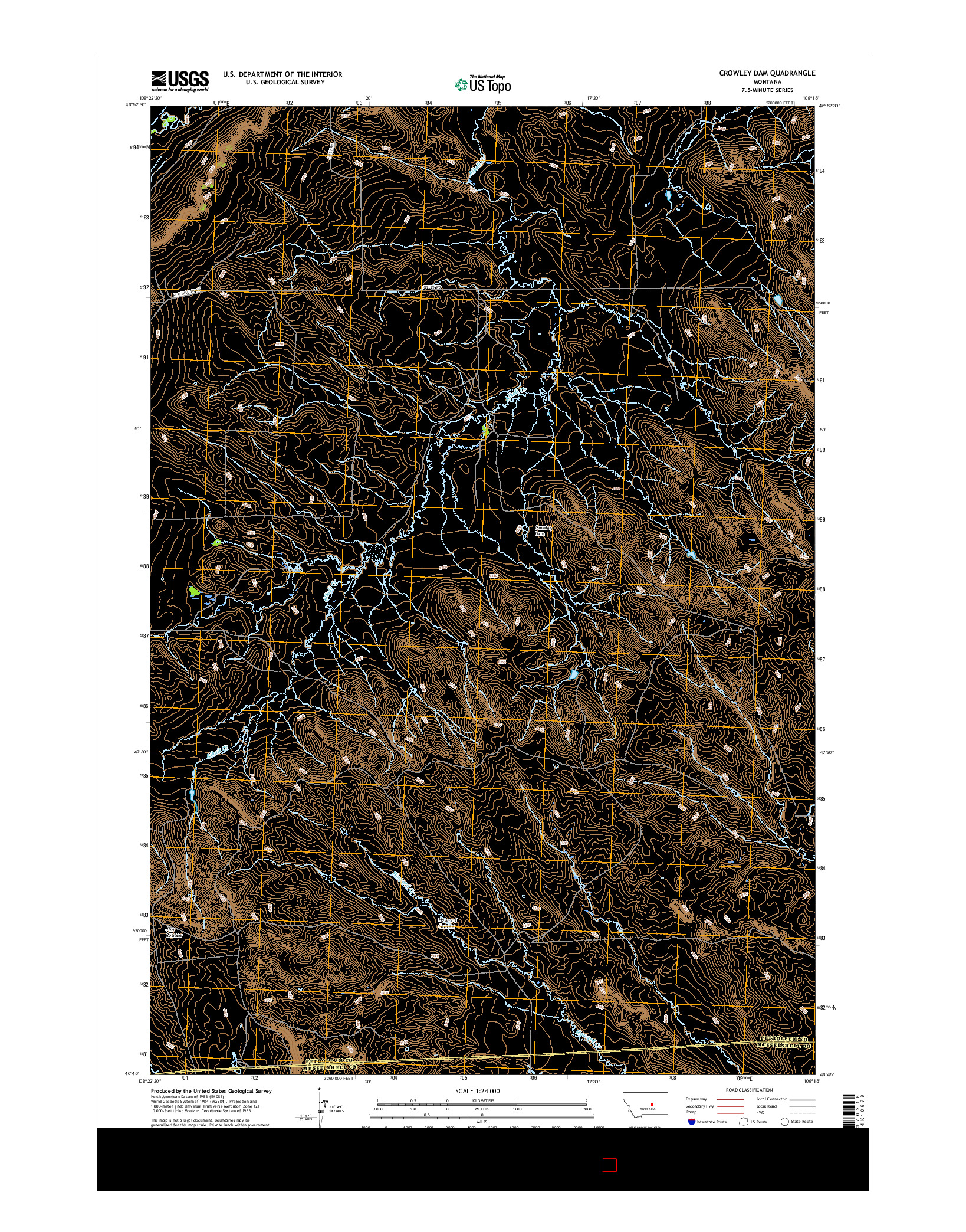 USGS US TOPO 7.5-MINUTE MAP FOR CROWLEY DAM, MT 2017