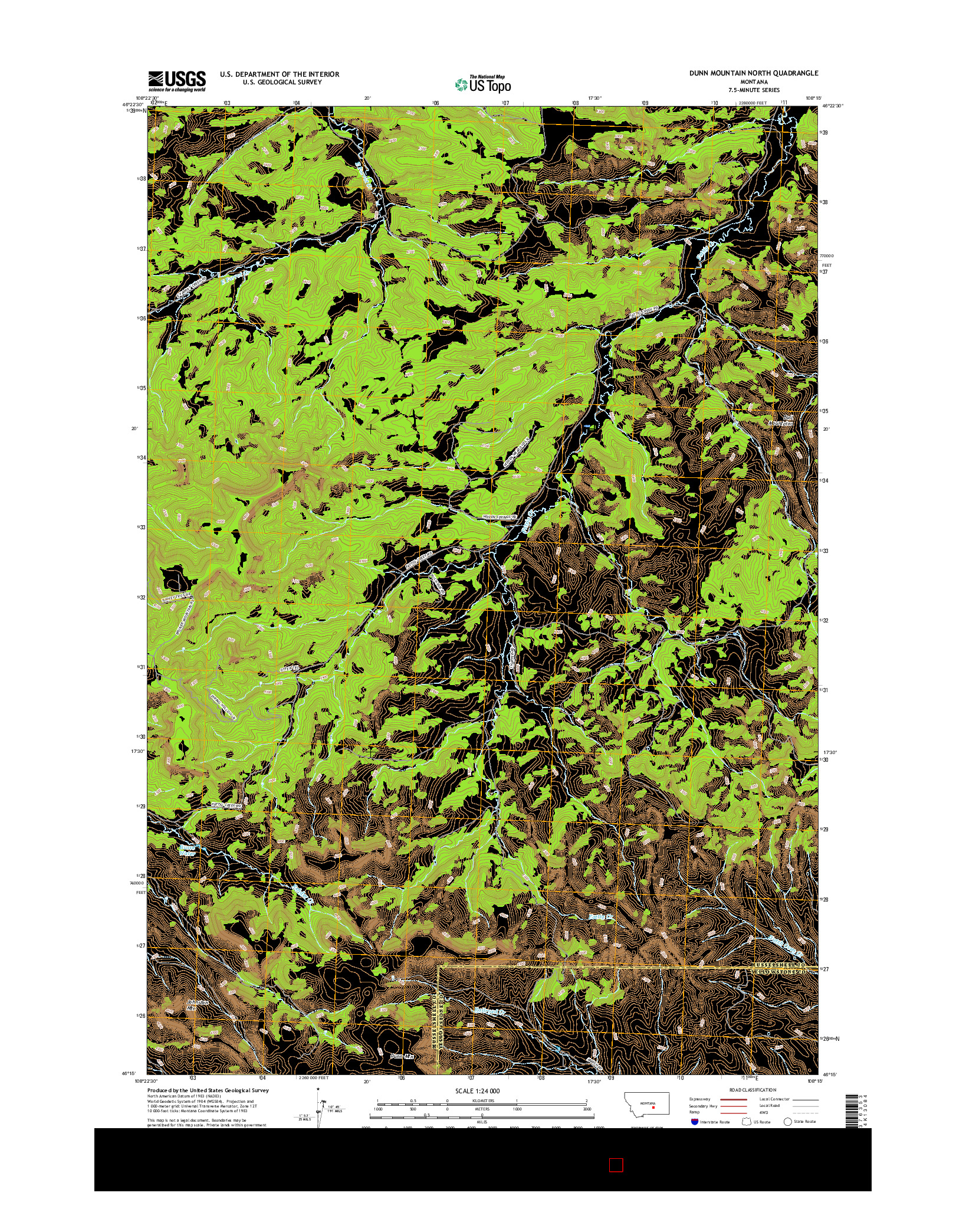 USGS US TOPO 7.5-MINUTE MAP FOR DUNN MOUNTAIN NORTH, MT 2017