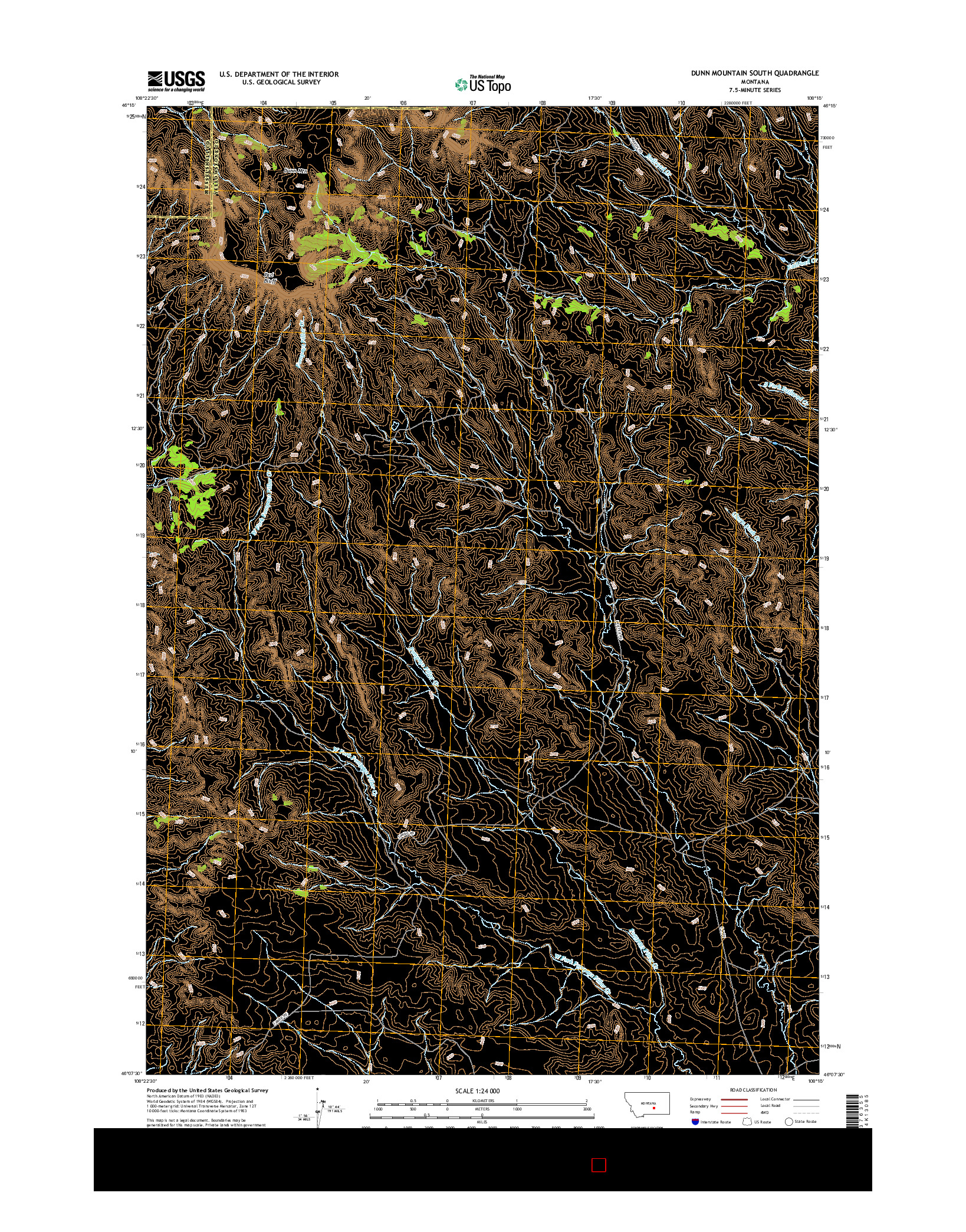 USGS US TOPO 7.5-MINUTE MAP FOR DUNN MOUNTAIN SOUTH, MT 2017