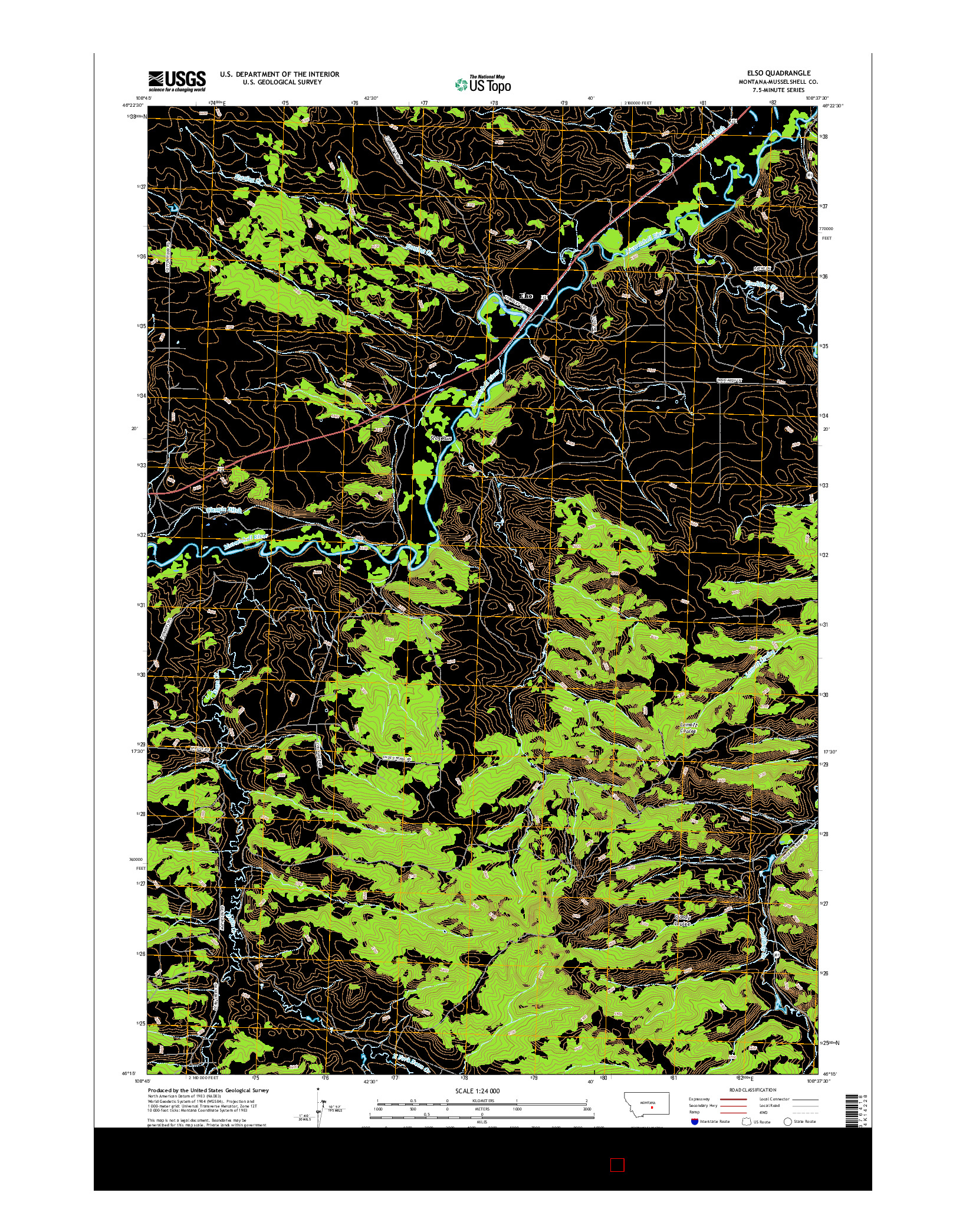 USGS US TOPO 7.5-MINUTE MAP FOR ELSO, MT 2017