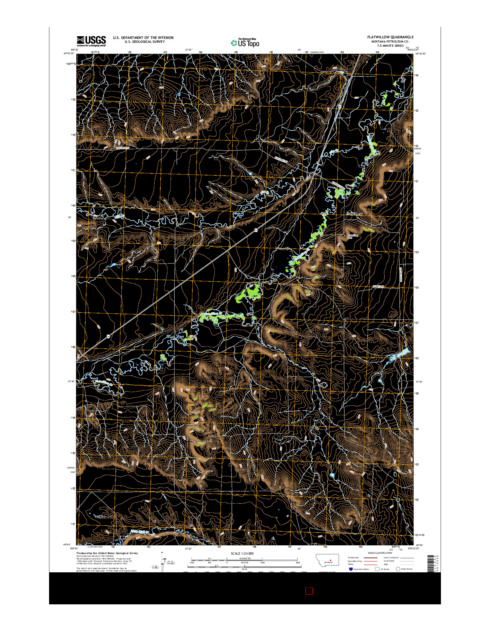 USGS US TOPO 7.5-MINUTE MAP FOR FLATWILLOW, MT 2017