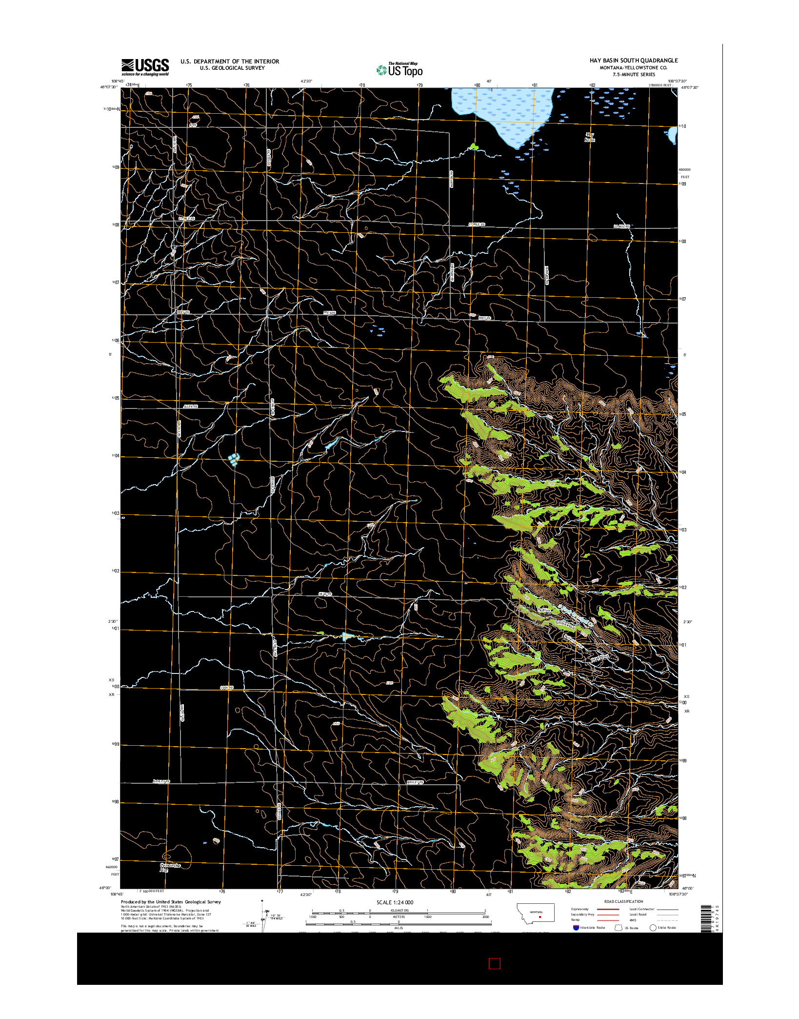 USGS US TOPO 7.5-MINUTE MAP FOR HAY BASIN SOUTH, MT 2017