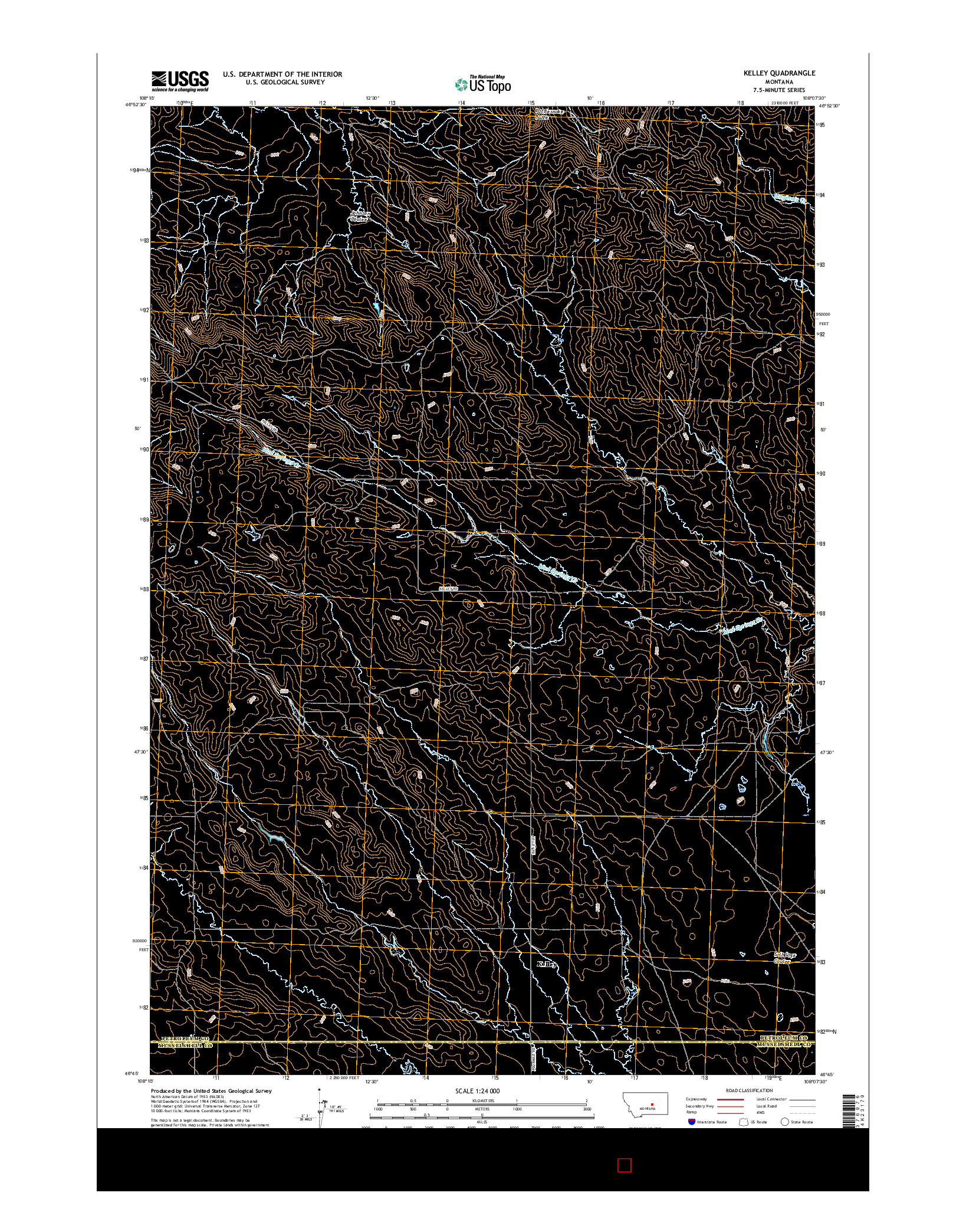 USGS US TOPO 7.5-MINUTE MAP FOR KELLEY, MT 2017