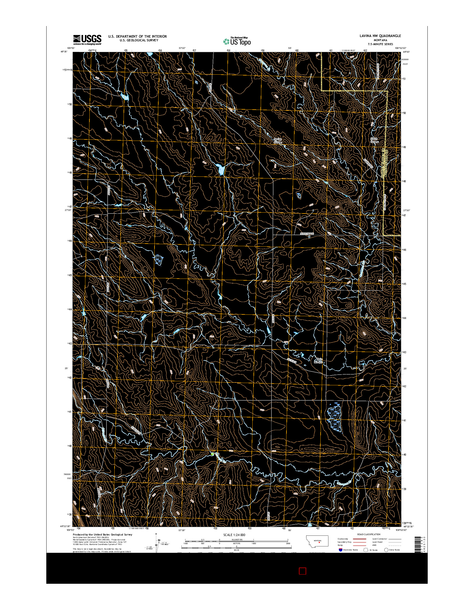 USGS US TOPO 7.5-MINUTE MAP FOR LAVINA NW, MT 2017