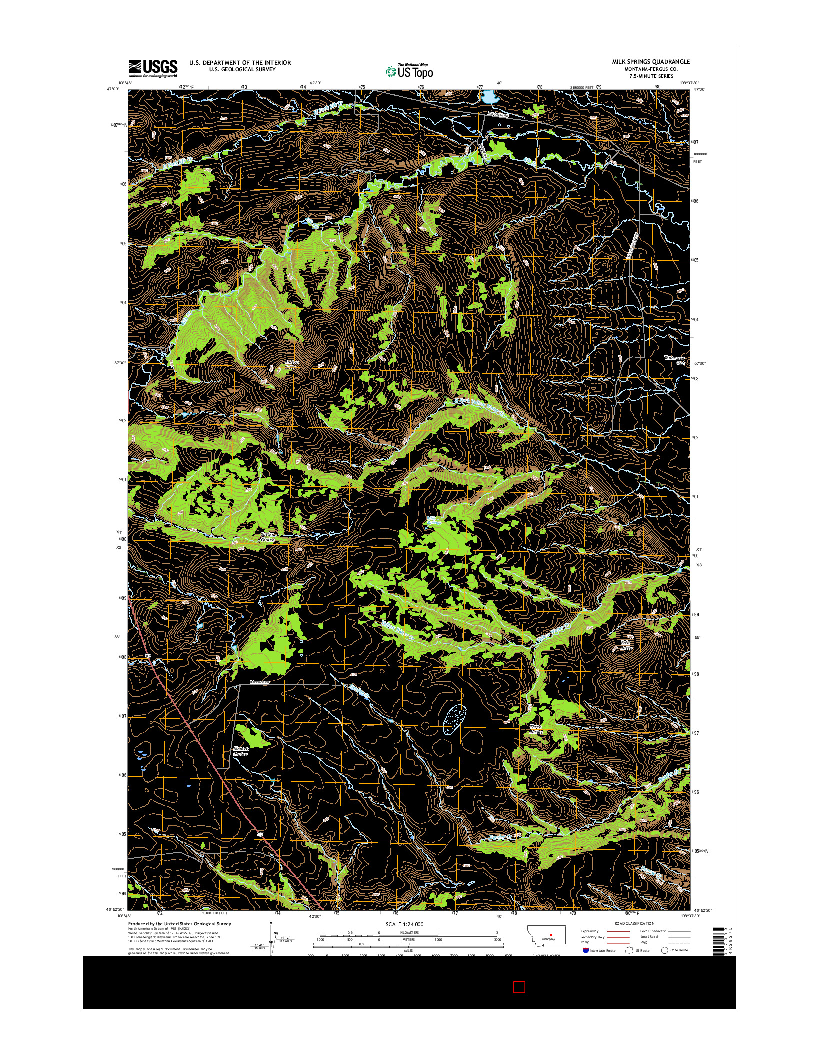 USGS US TOPO 7.5-MINUTE MAP FOR MILK SPRINGS, MT 2017