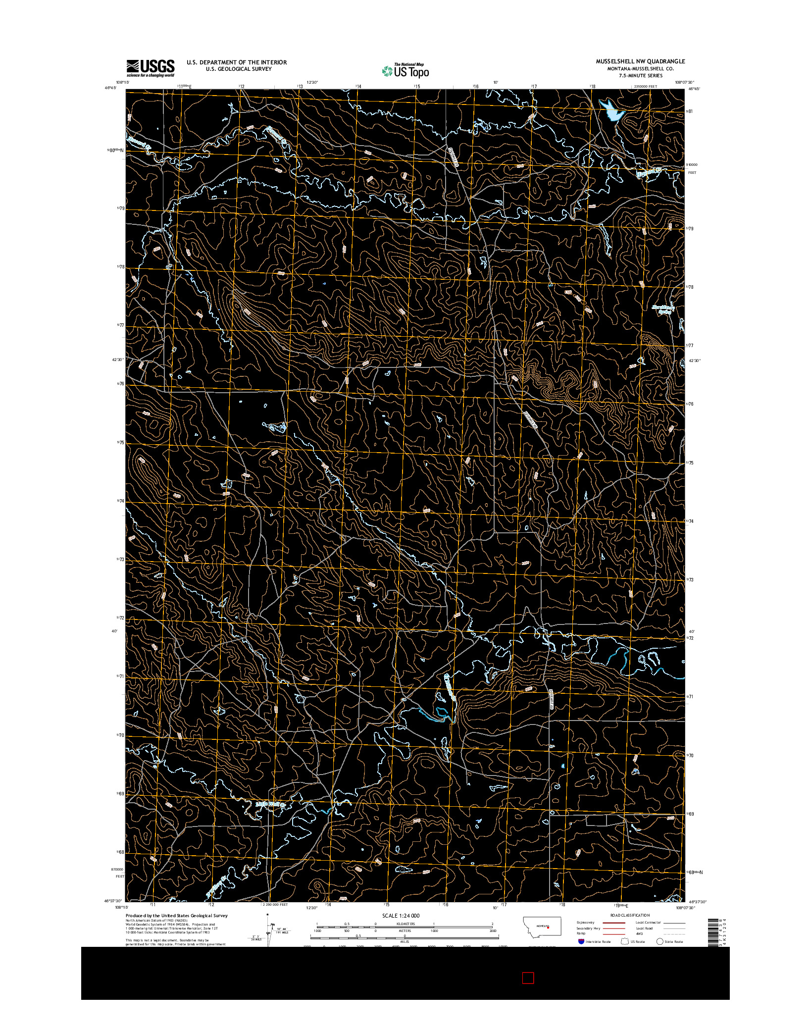 USGS US TOPO 7.5-MINUTE MAP FOR MUSSELSHELL NW, MT 2017