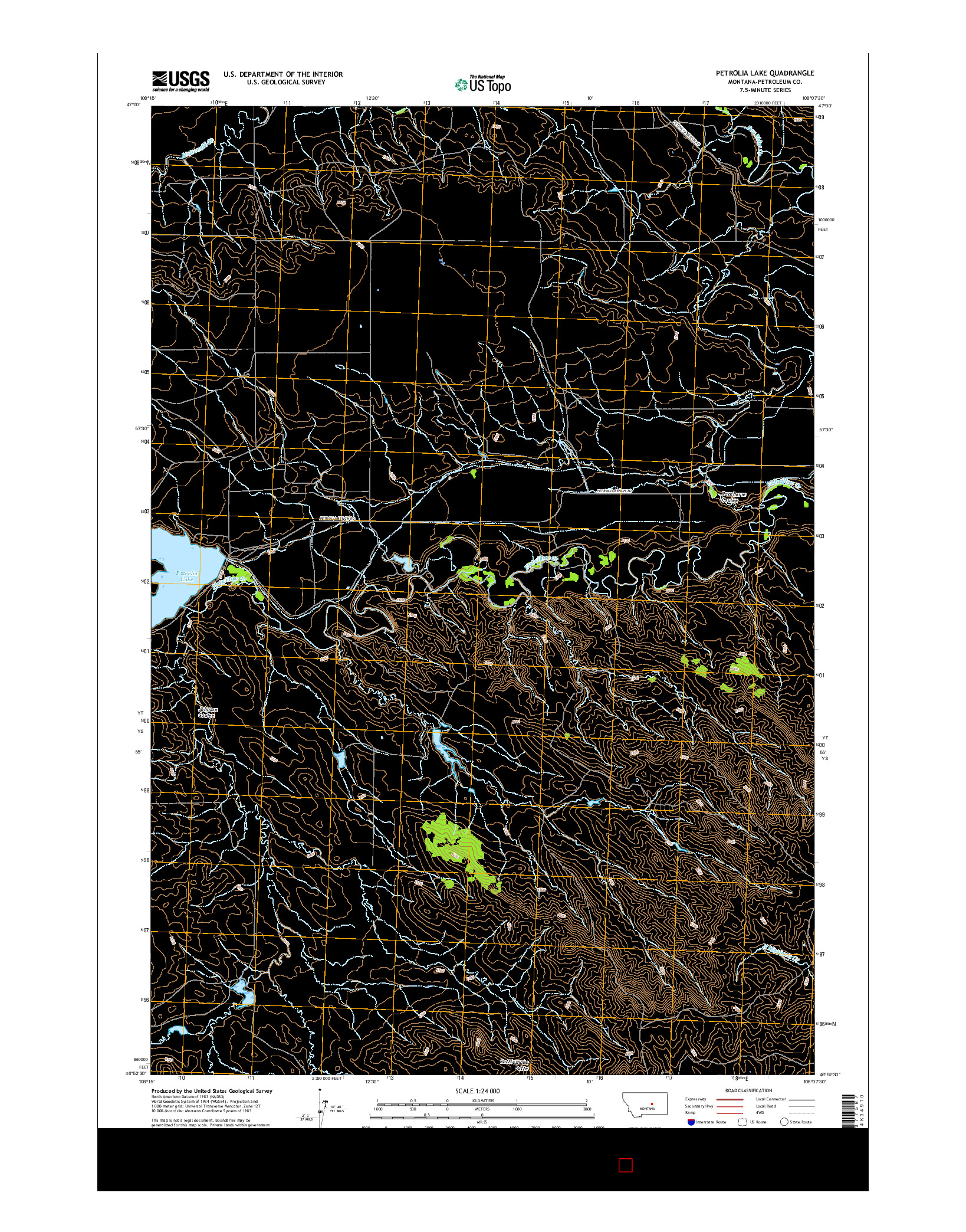 USGS US TOPO 7.5-MINUTE MAP FOR PETROLIA LAKE, MT 2017