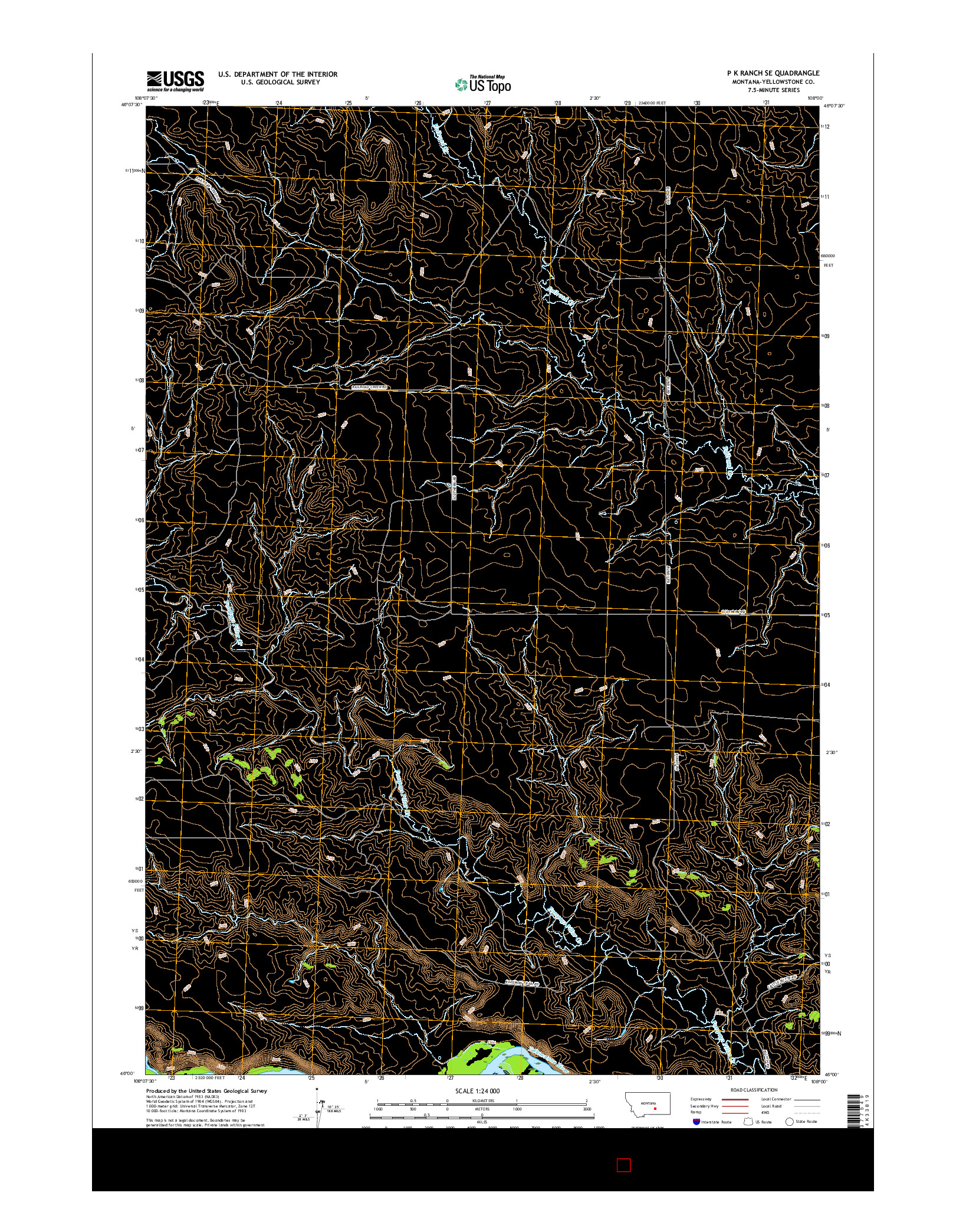 USGS US TOPO 7.5-MINUTE MAP FOR P K RANCH SE, MT 2017
