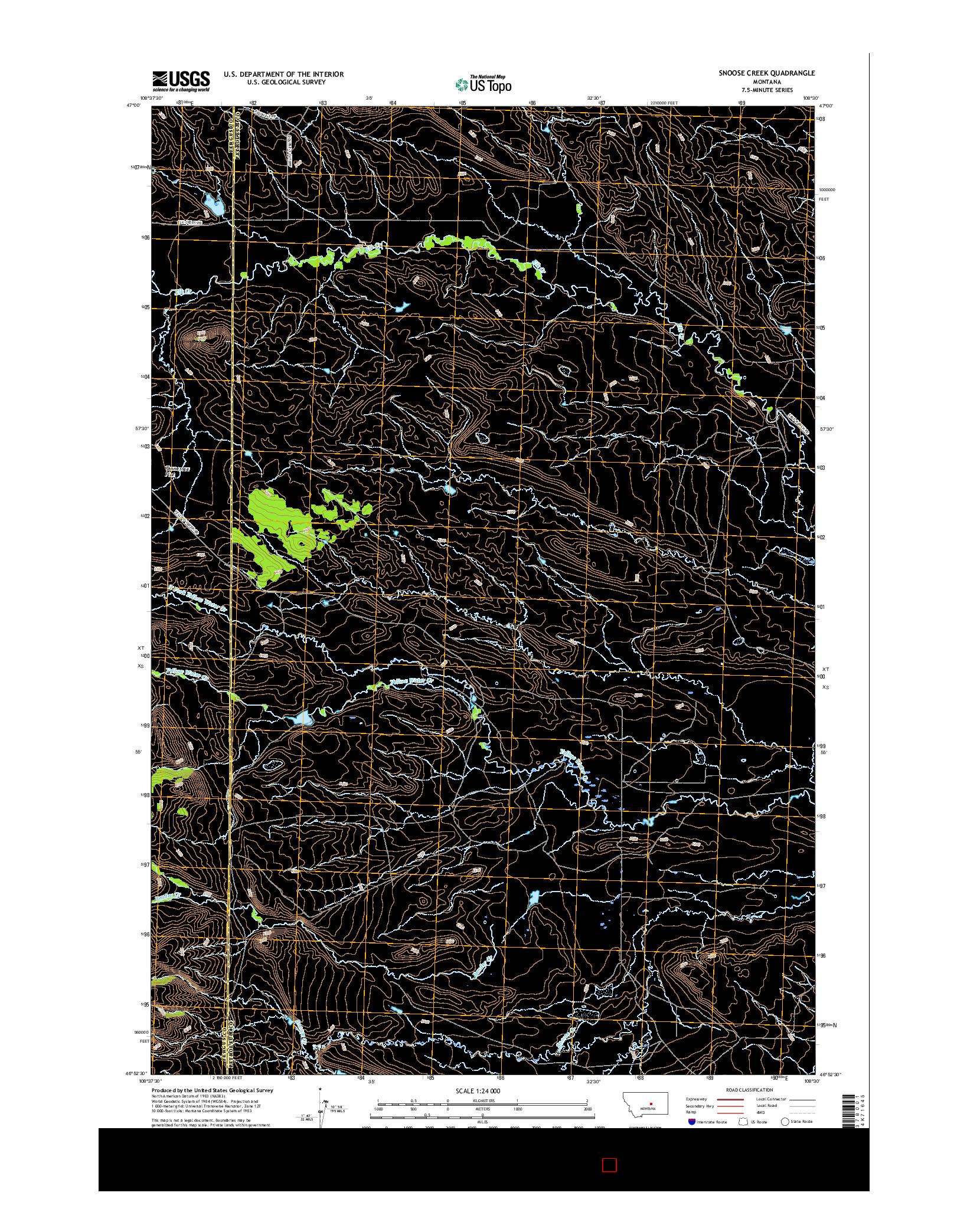 USGS US TOPO 7.5-MINUTE MAP FOR SNOOSE CREEK, MT 2017