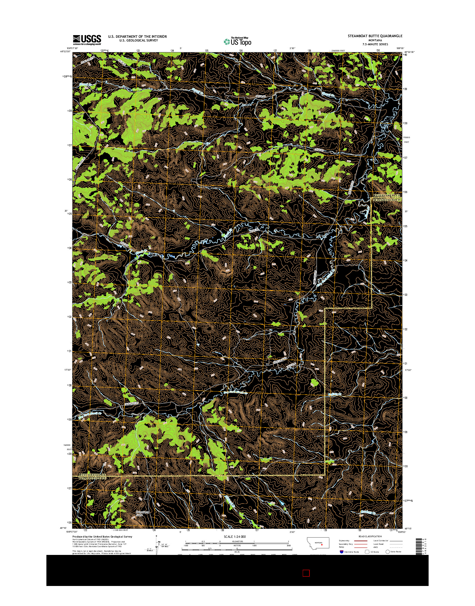 USGS US TOPO 7.5-MINUTE MAP FOR STEAMBOAT BUTTE, MT 2017
