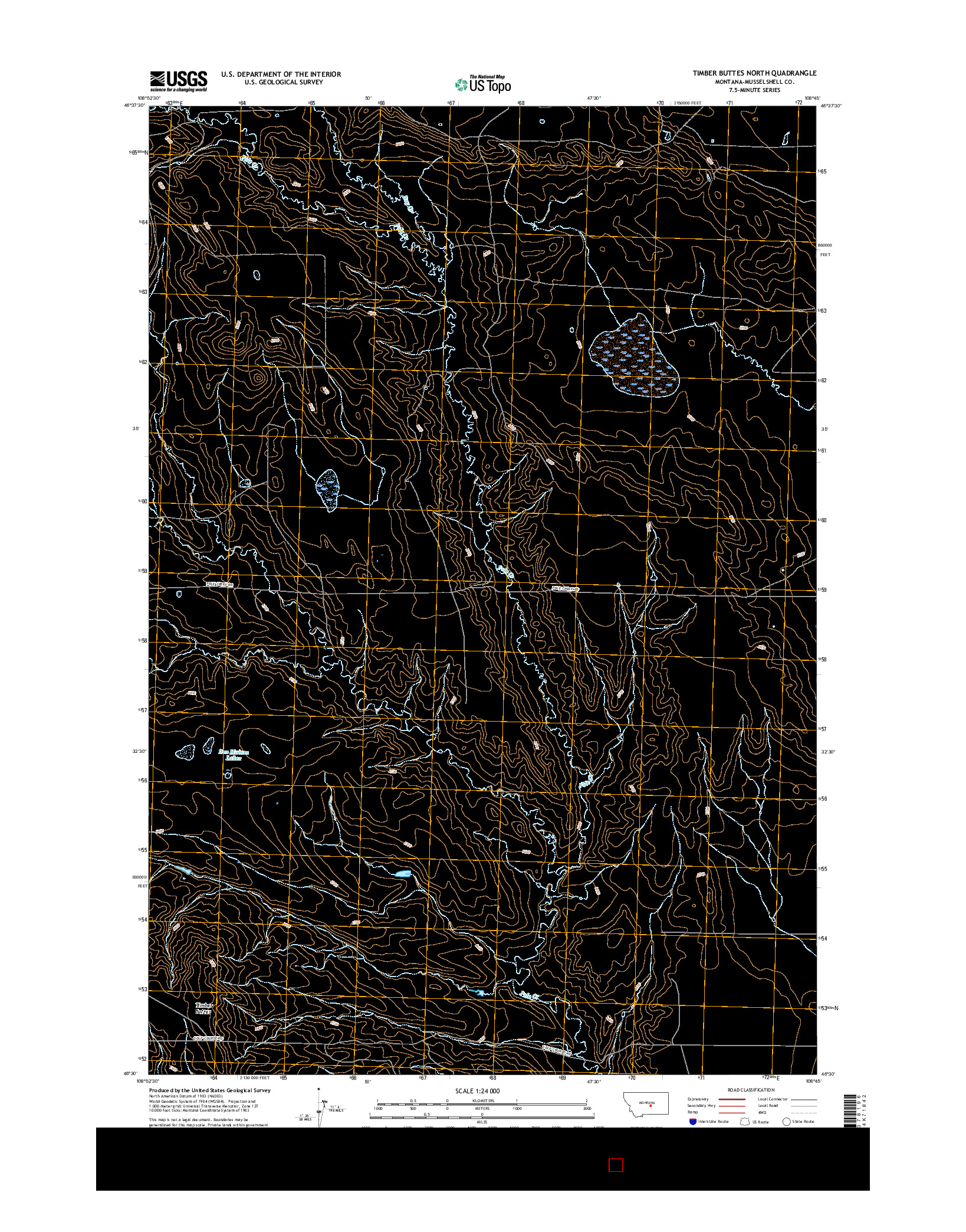 USGS US TOPO 7.5-MINUTE MAP FOR TIMBER BUTTES NORTH, MT 2017