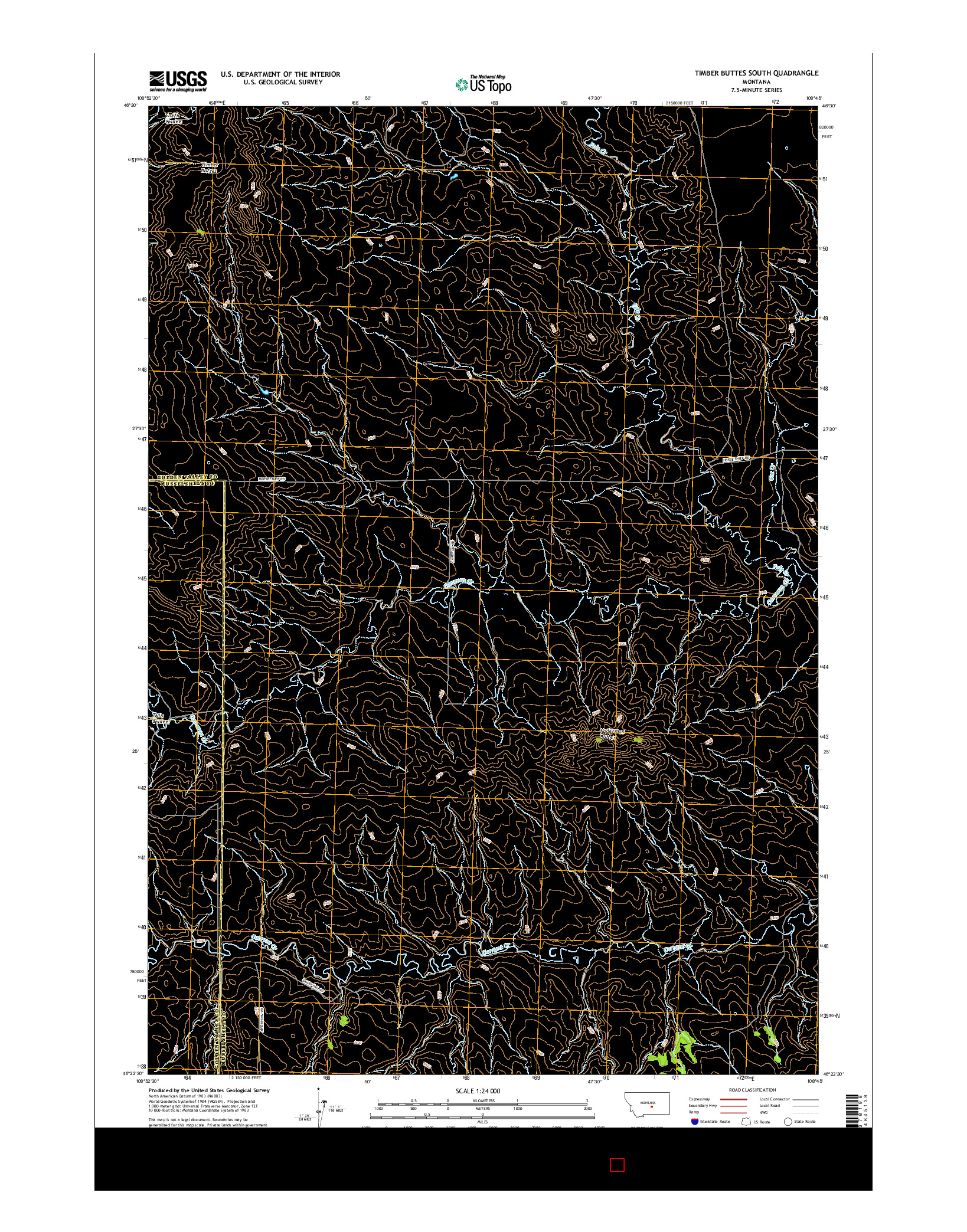 USGS US TOPO 7.5-MINUTE MAP FOR TIMBER BUTTES SOUTH, MT 2017