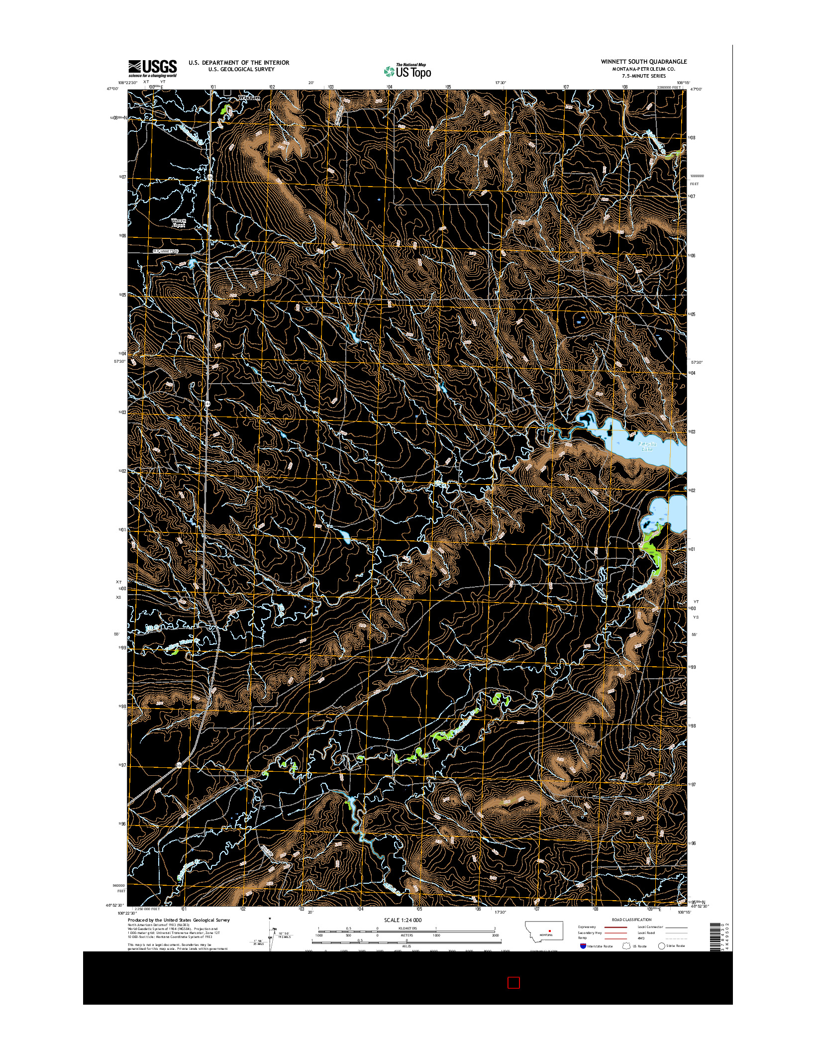 USGS US TOPO 7.5-MINUTE MAP FOR WINNETT SOUTH, MT 2017