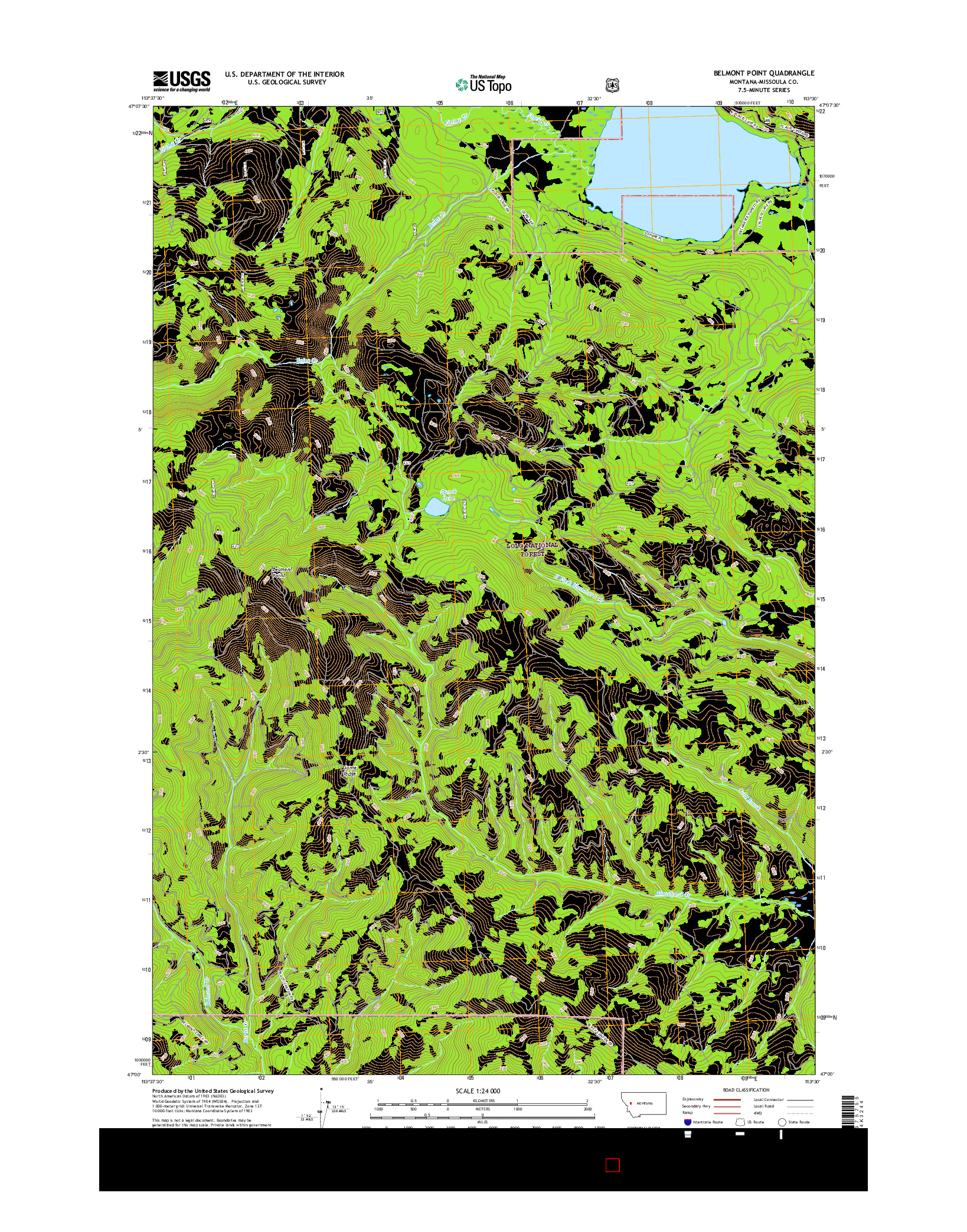 USGS US TOPO 7.5-MINUTE MAP FOR BELMONT POINT, MT 2017