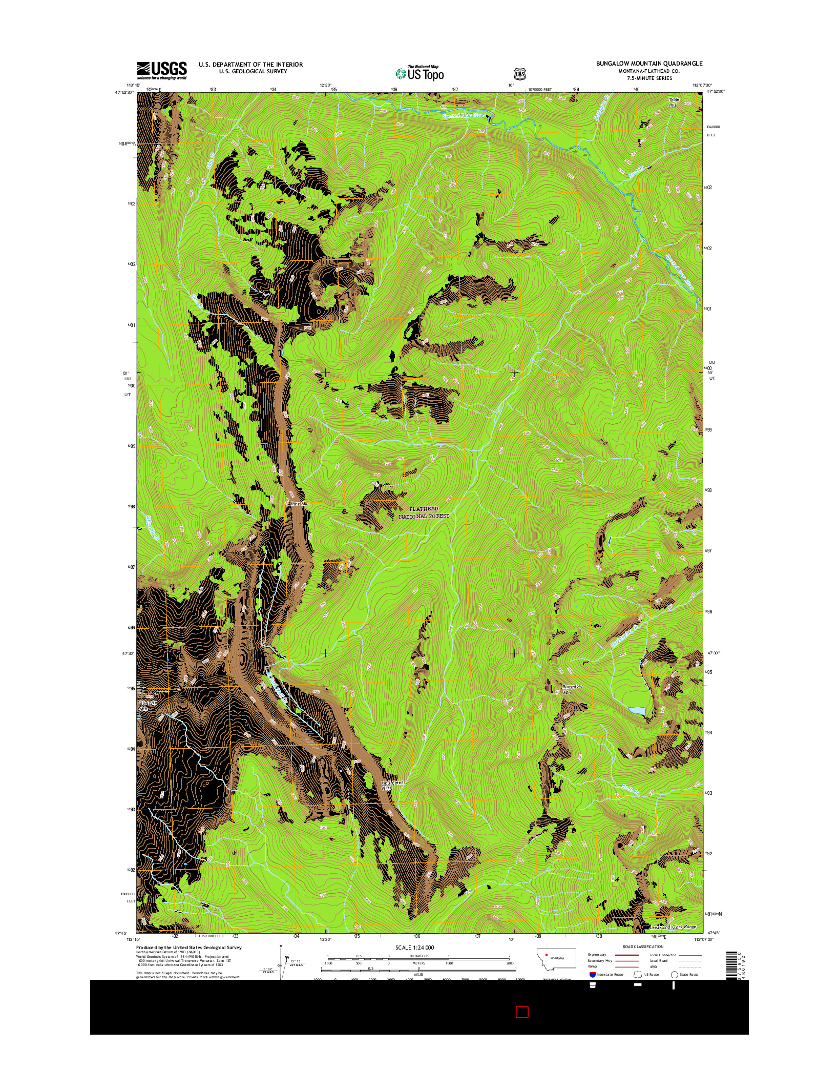 USGS US TOPO 7.5-MINUTE MAP FOR BUNGALOW MOUNTAIN, MT 2017