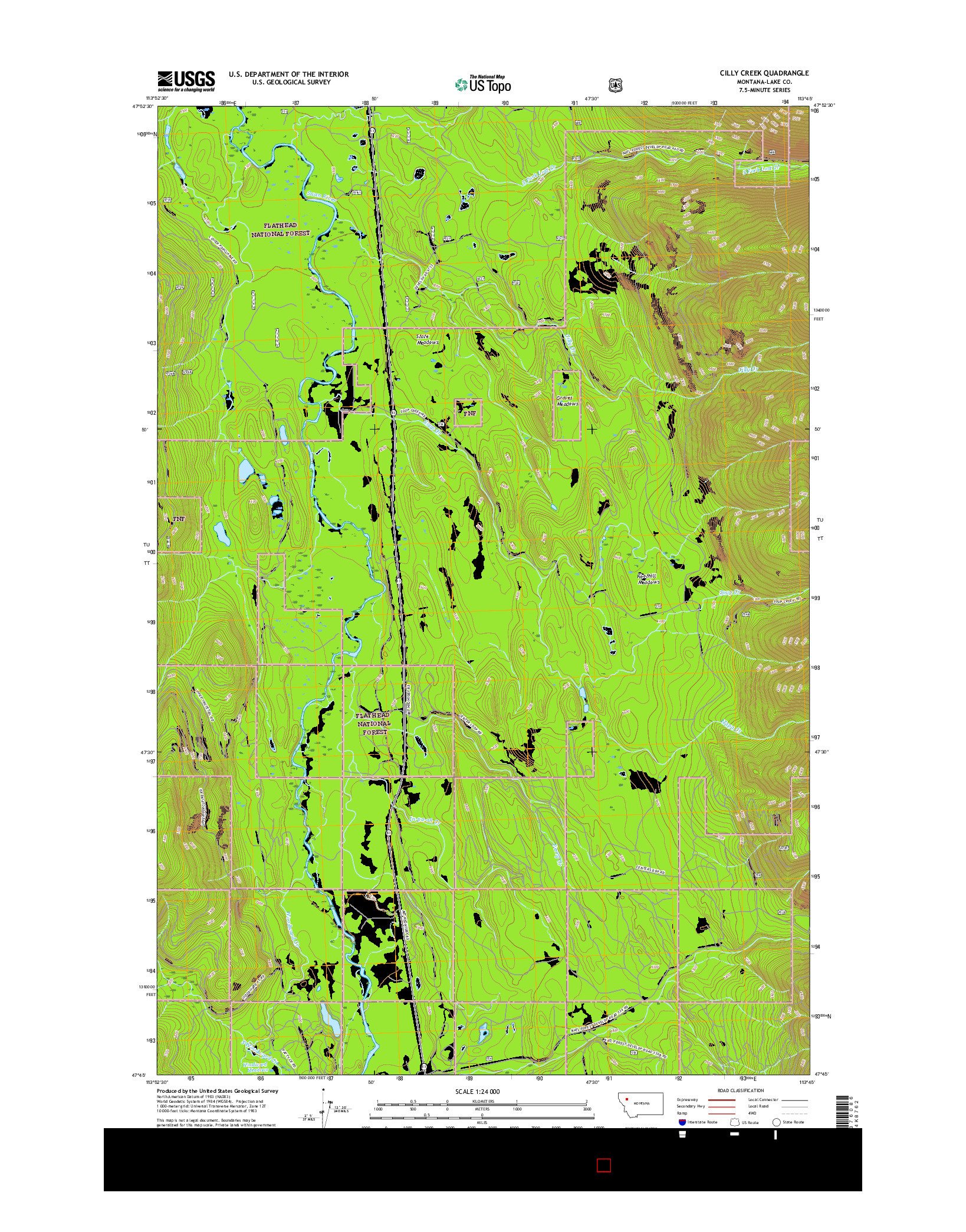 USGS US TOPO 7.5-MINUTE MAP FOR CILLY CREEK, MT 2017