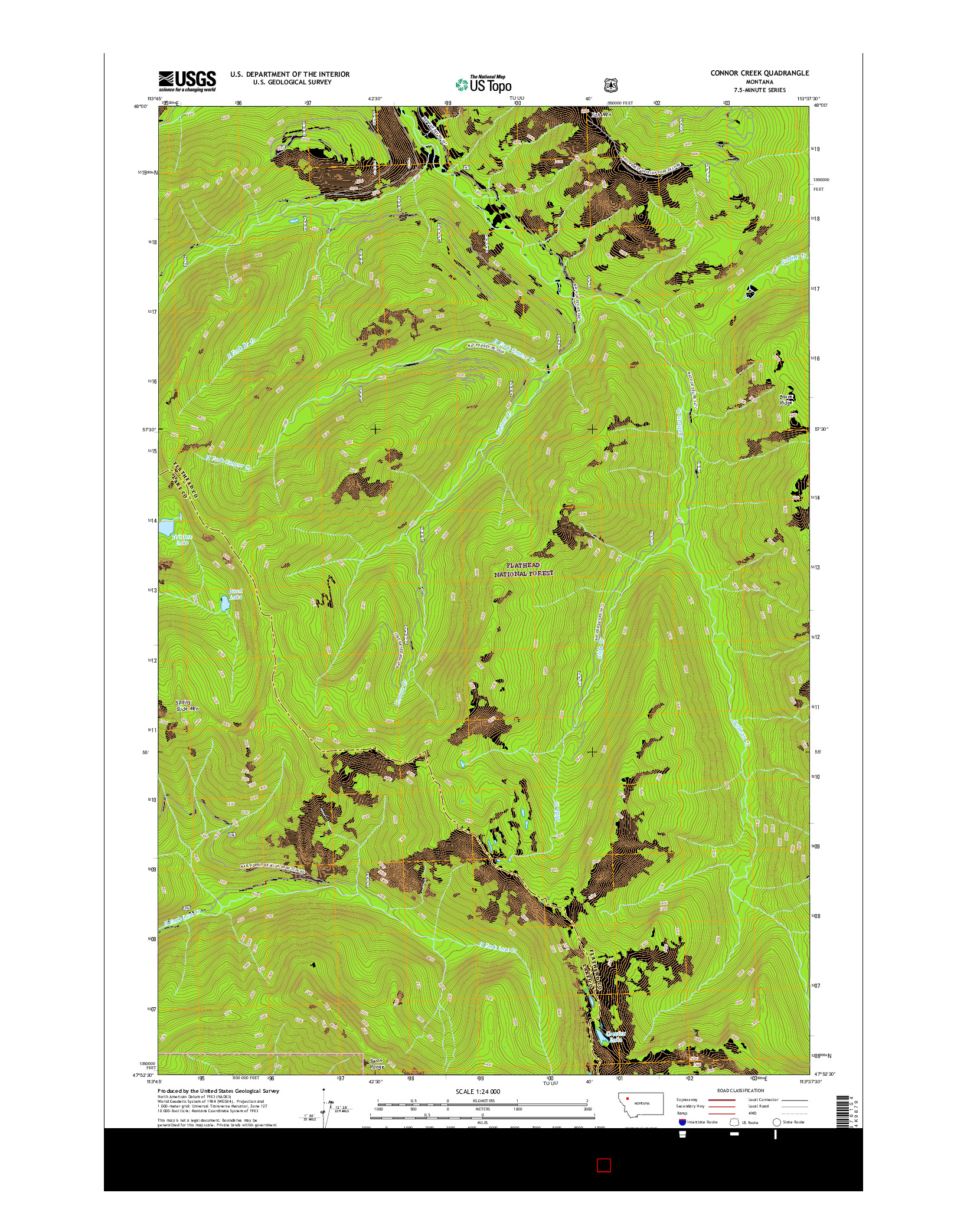 USGS US TOPO 7.5-MINUTE MAP FOR CONNOR CREEK, MT 2017