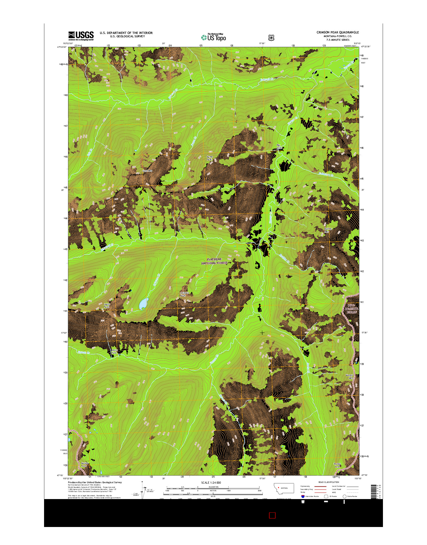 USGS US TOPO 7.5-MINUTE MAP FOR CRIMSON PEAK, MT 2017