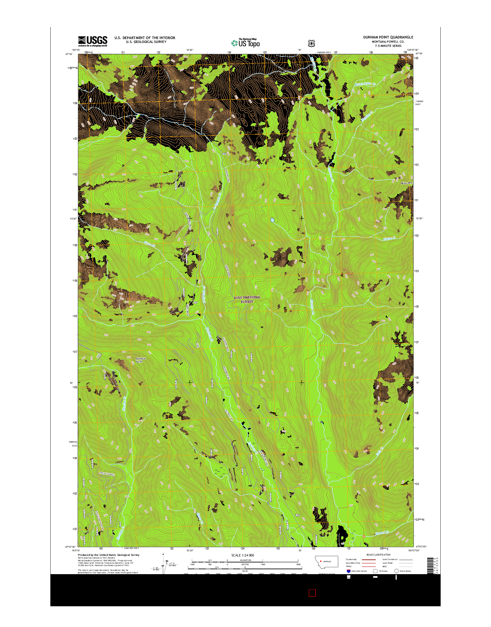 USGS US TOPO 7.5-MINUTE MAP FOR DUNHAM POINT, MT 2017