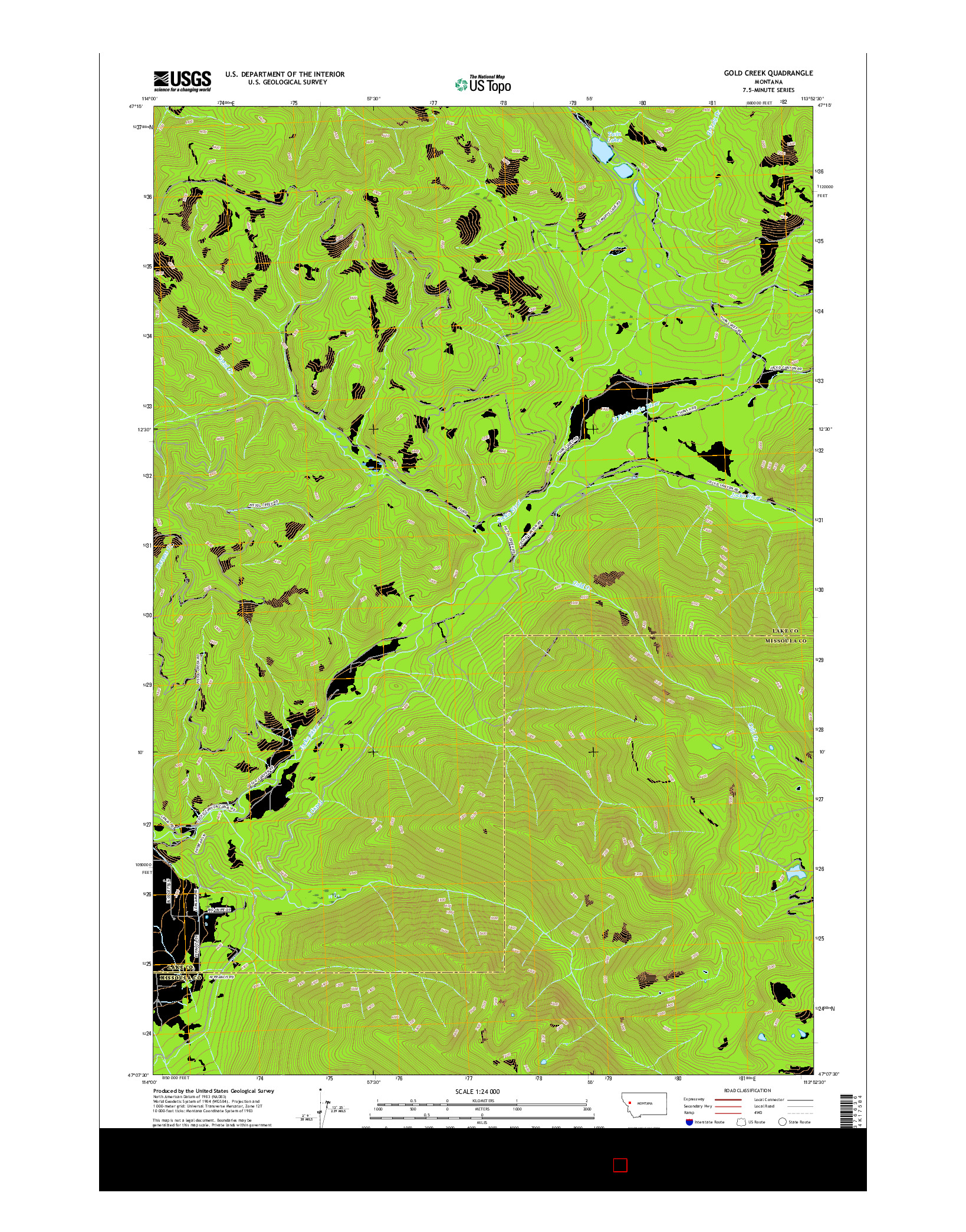 USGS US TOPO 7.5-MINUTE MAP FOR GOLD CREEK, MT 2017