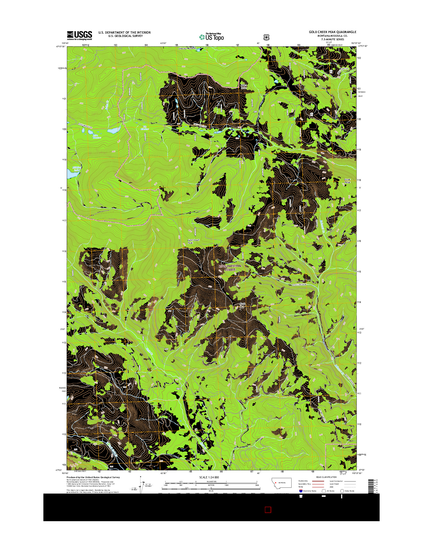 USGS US TOPO 7.5-MINUTE MAP FOR GOLD CREEK PEAK, MT 2017