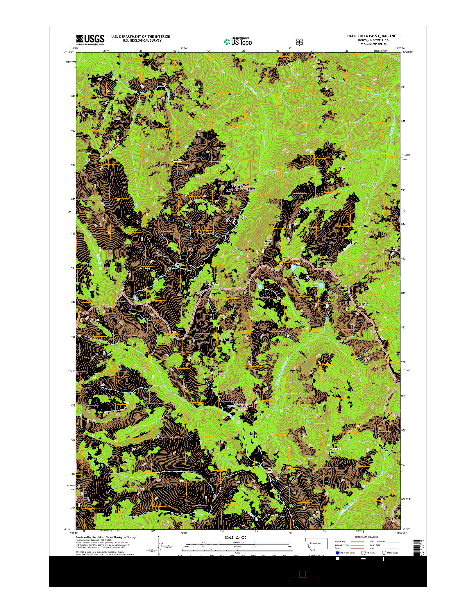 USGS US TOPO 7.5-MINUTE MAP FOR HAHN CREEK PASS, MT 2017