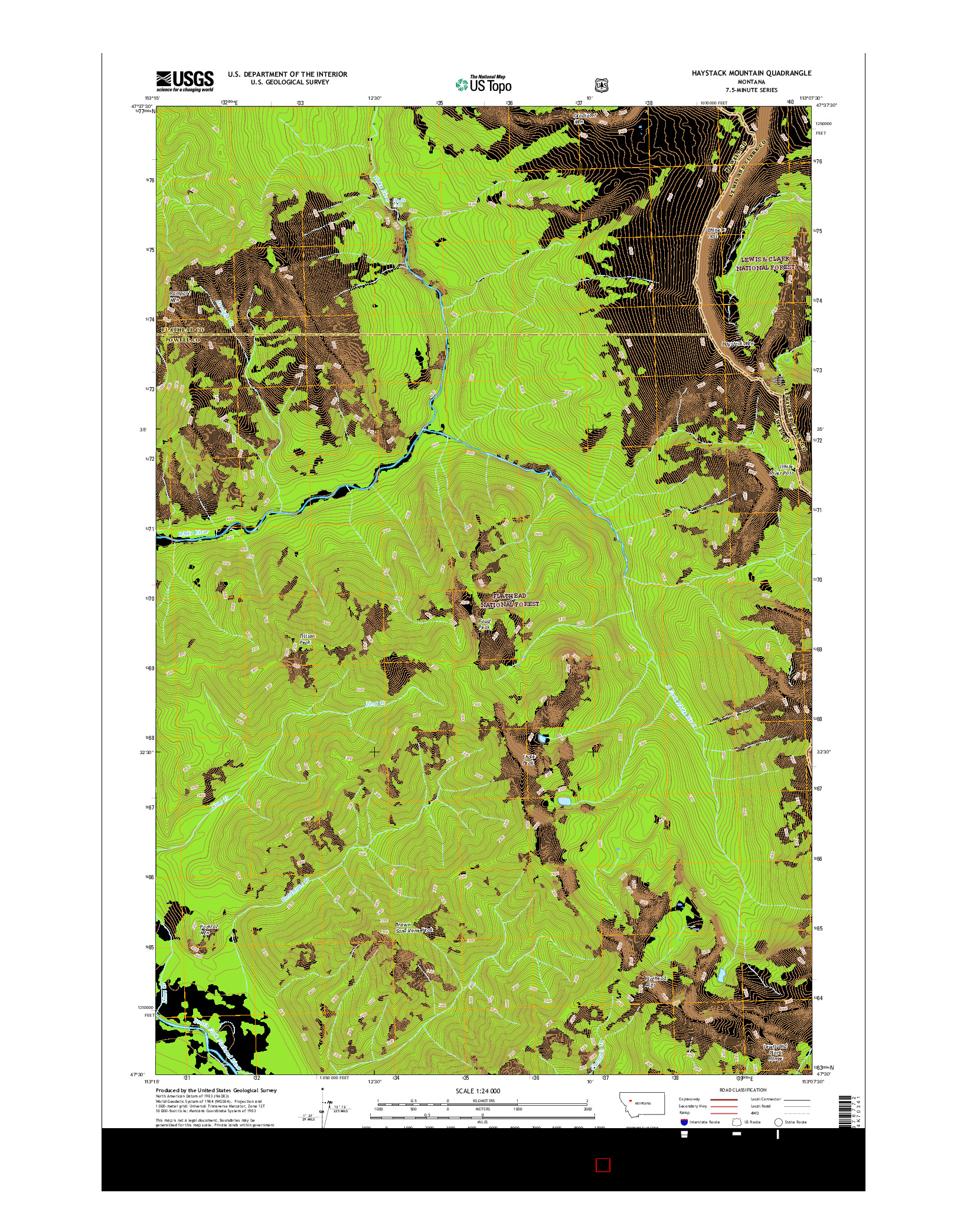 USGS US TOPO 7.5-MINUTE MAP FOR HAYSTACK MOUNTAIN, MT 2017