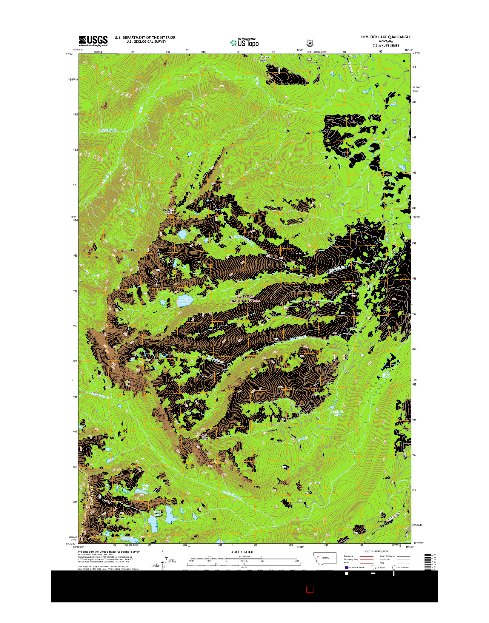 USGS US TOPO 7.5-MINUTE MAP FOR HEMLOCK LAKE, MT 2017