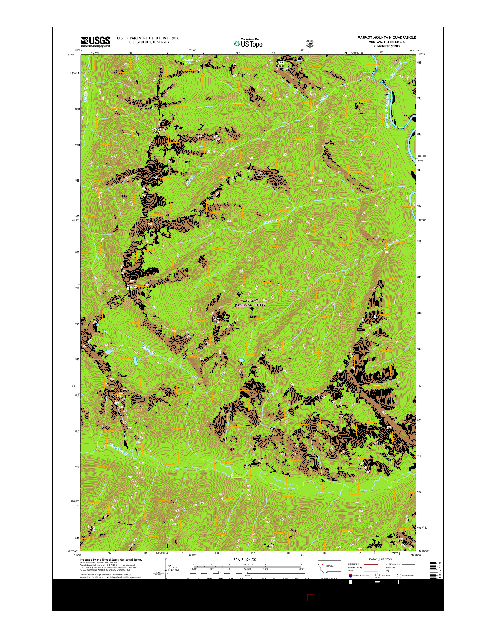 USGS US TOPO 7.5-MINUTE MAP FOR MARMOT MOUNTAIN, MT 2017