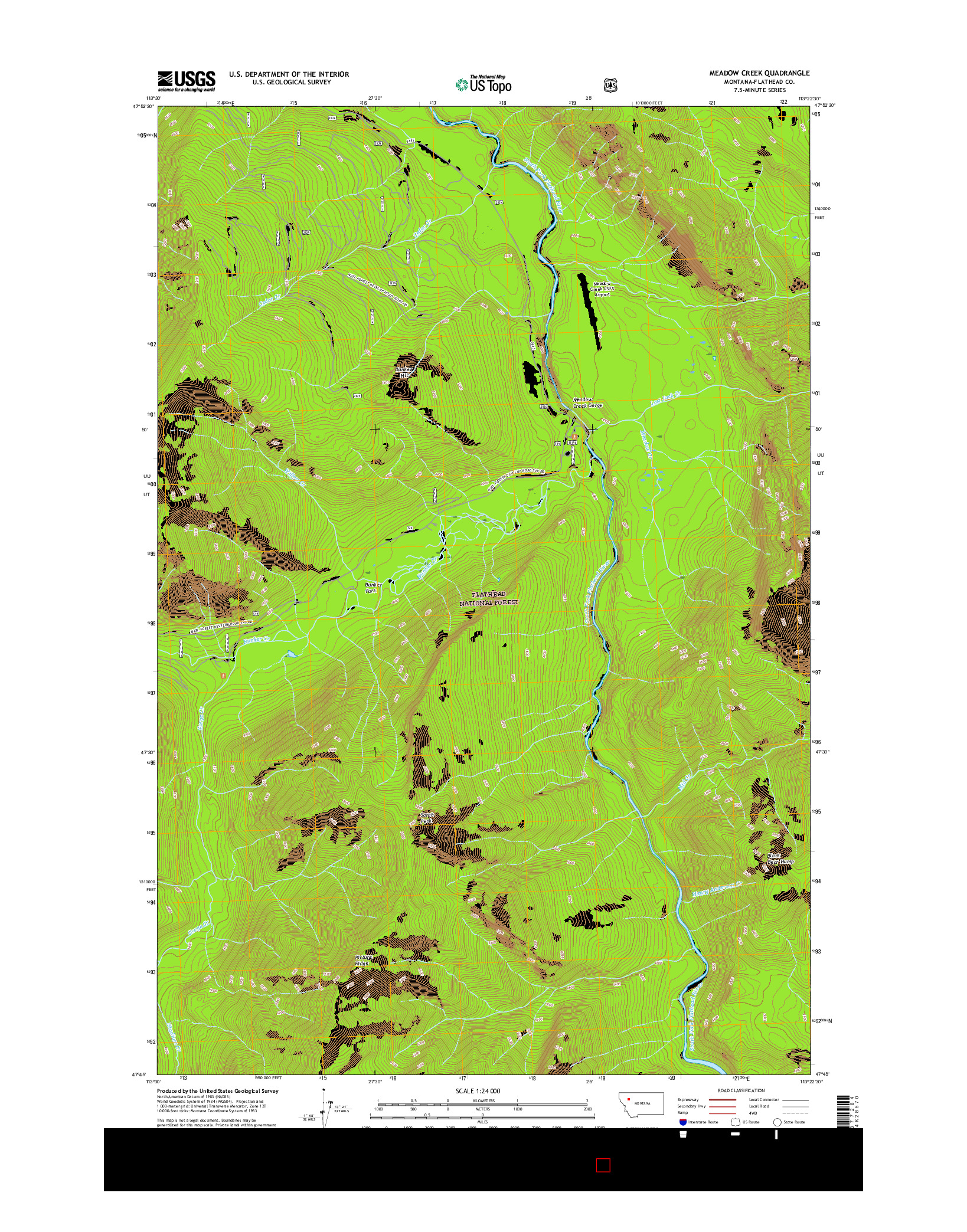 USGS US TOPO 7.5-MINUTE MAP FOR MEADOW CREEK, MT 2017