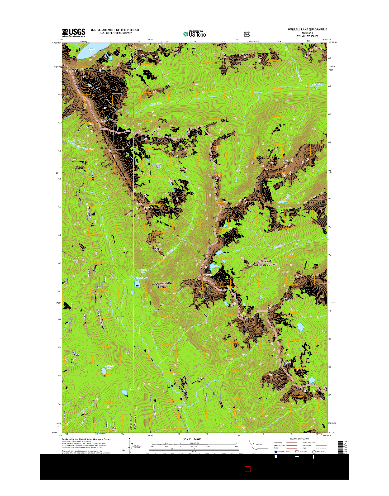USGS US TOPO 7.5-MINUTE MAP FOR MORRELL LAKE, MT 2017
