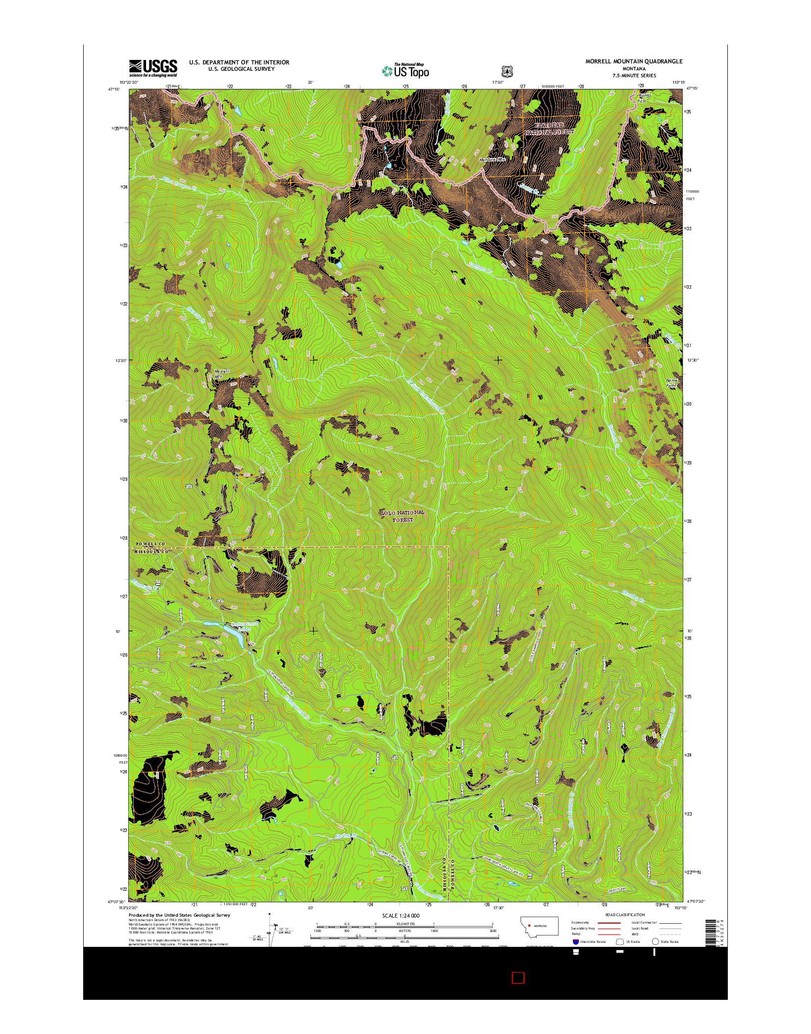 USGS US TOPO 7.5-MINUTE MAP FOR MORRELL MOUNTAIN, MT 2017