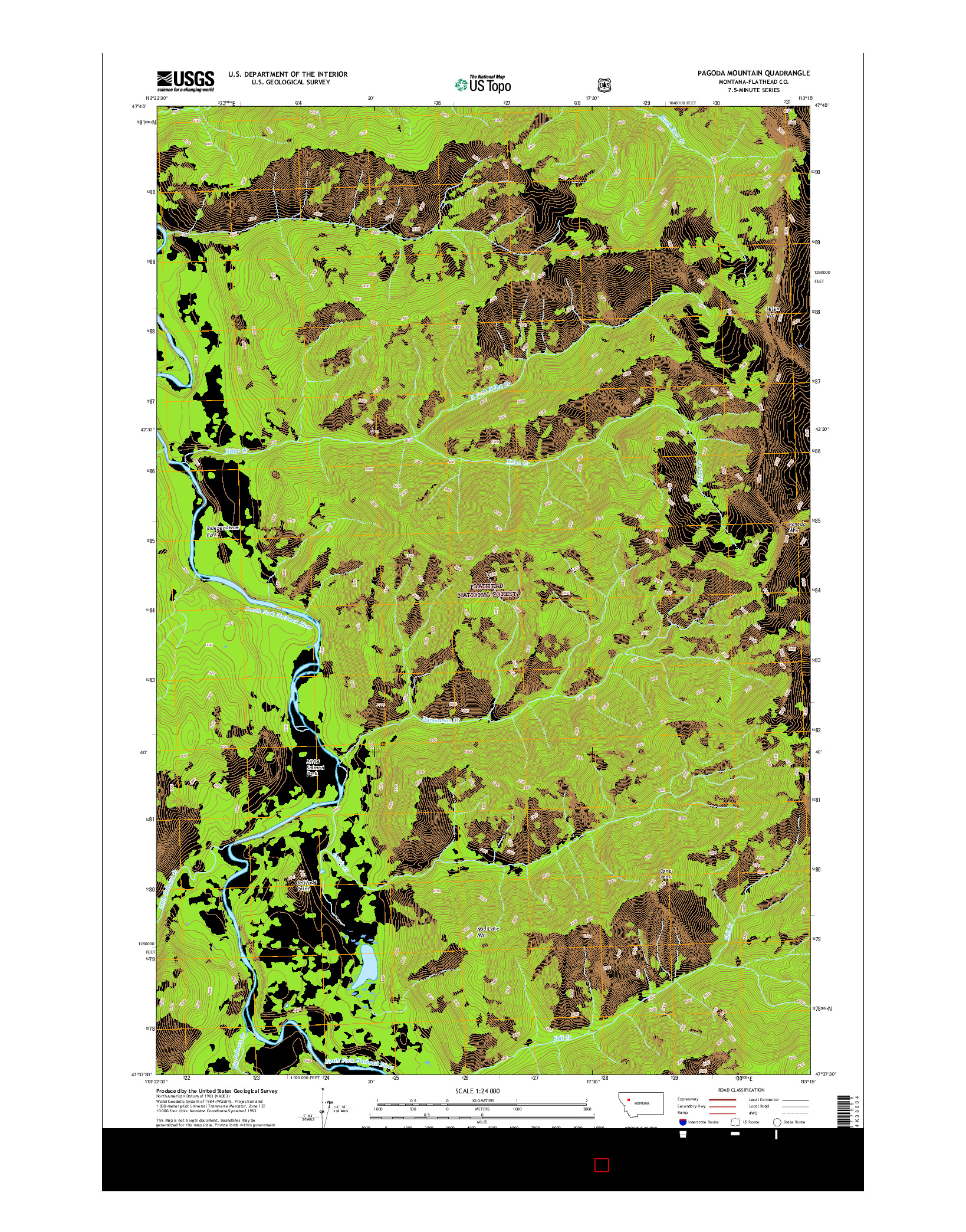 USGS US TOPO 7.5-MINUTE MAP FOR PAGODA MOUNTAIN, MT 2017