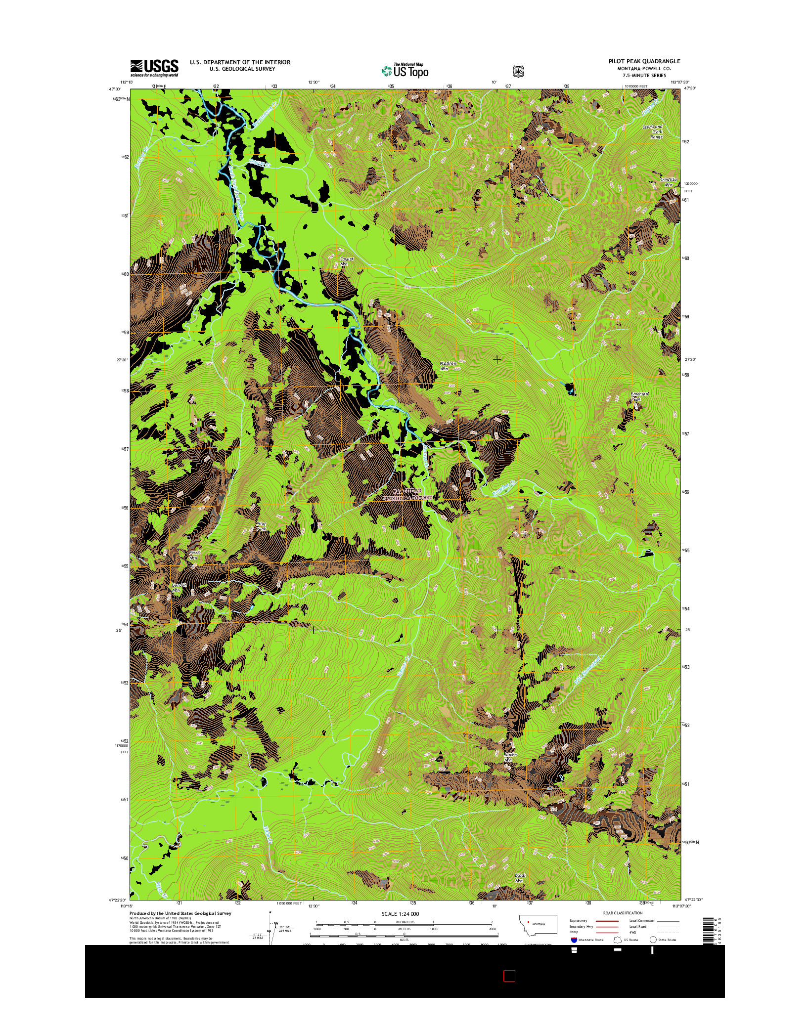 USGS US TOPO 7.5-MINUTE MAP FOR PILOT PEAK, MT 2017