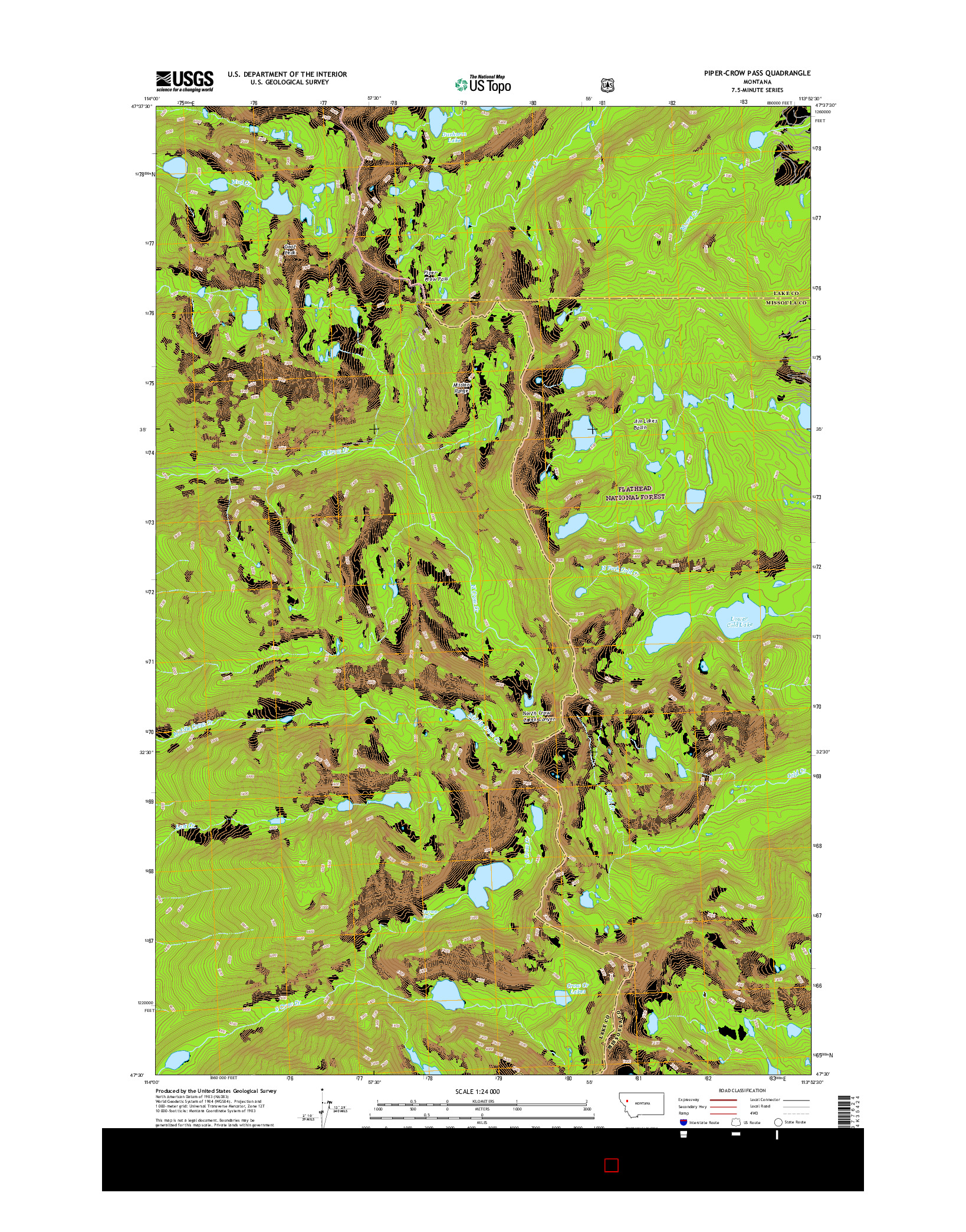 USGS US TOPO 7.5-MINUTE MAP FOR PIPER-CROW PASS, MT 2017