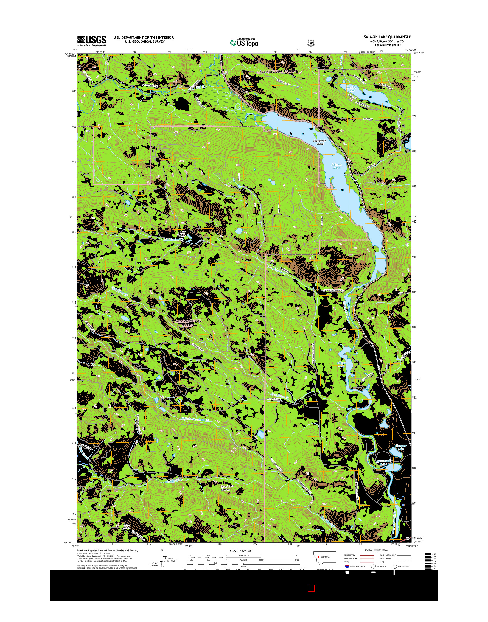 USGS US TOPO 7.5-MINUTE MAP FOR SALMON LAKE, MT 2017