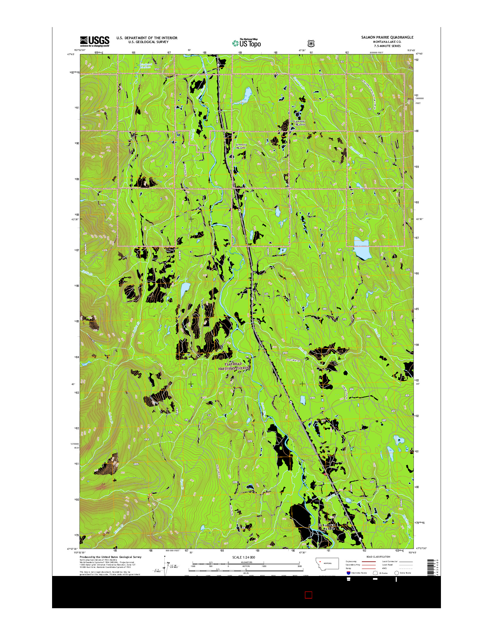 USGS US TOPO 7.5-MINUTE MAP FOR SALMON PRAIRIE, MT 2017