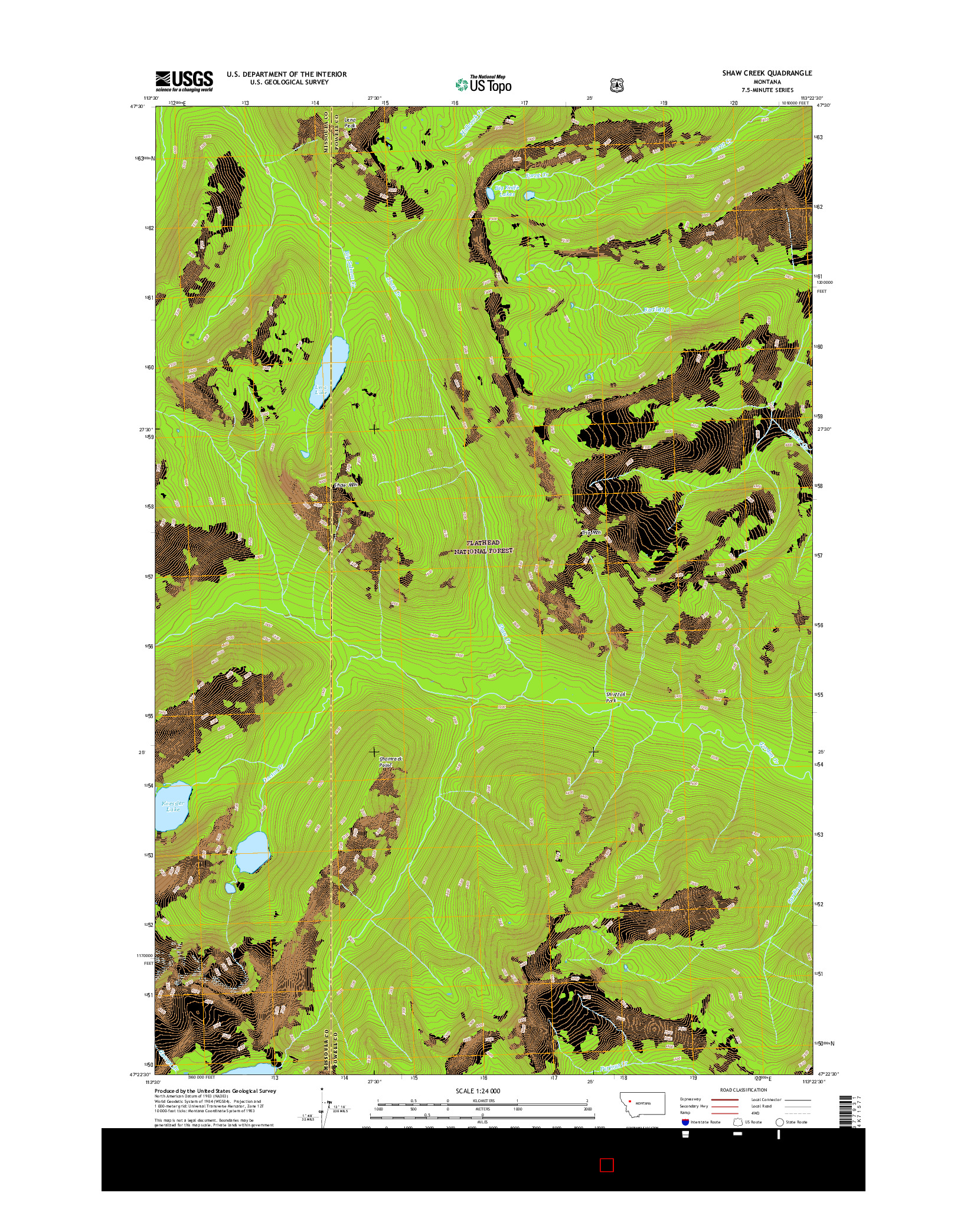 USGS US TOPO 7.5-MINUTE MAP FOR SHAW CREEK, MT 2017