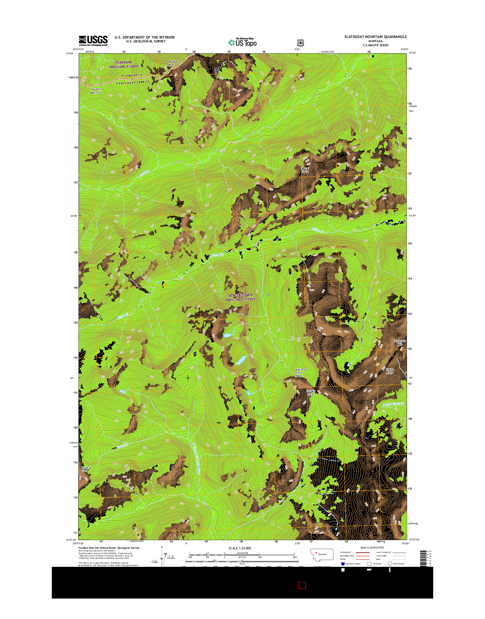 USGS US TOPO 7.5-MINUTE MAP FOR SLATEGOAT MOUNTAIN, MT 2017