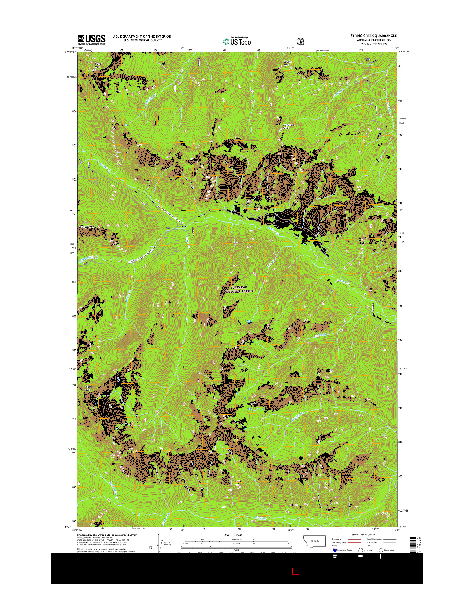 USGS US TOPO 7.5-MINUTE MAP FOR STRING CREEK, MT 2017