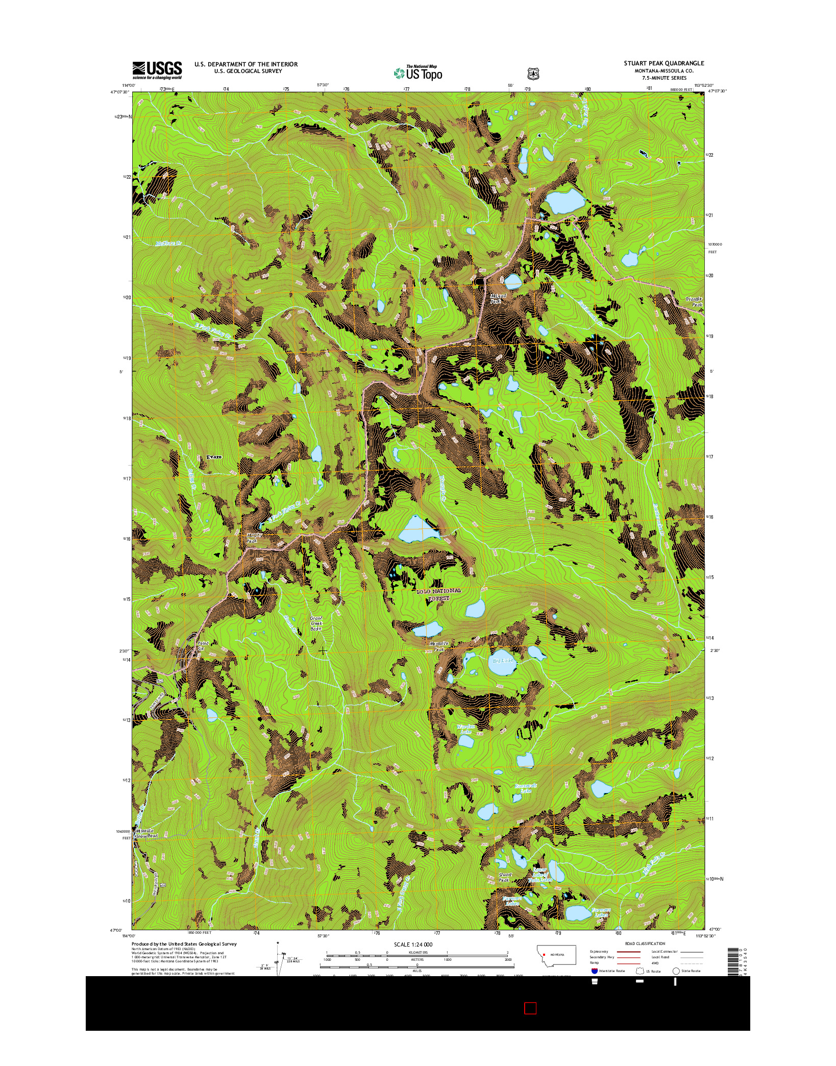 USGS US TOPO 7.5-MINUTE MAP FOR STUART PEAK, MT 2017