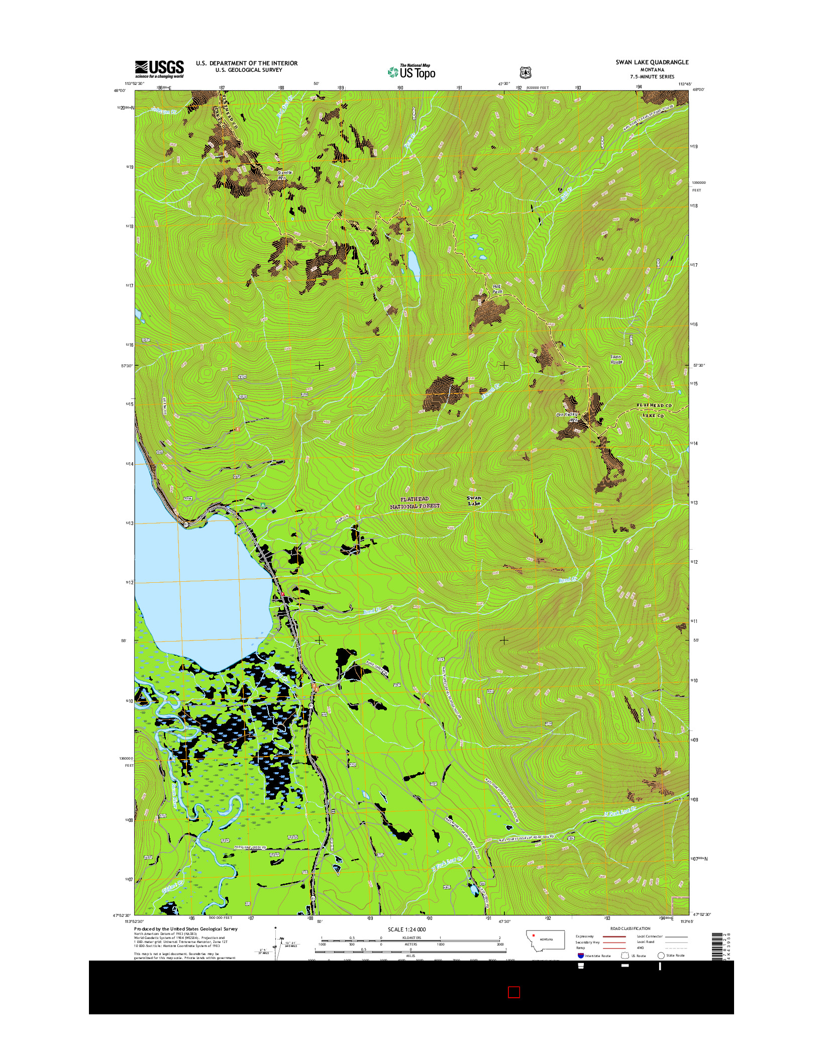 USGS US TOPO 7.5-MINUTE MAP FOR SWAN LAKE, MT 2017