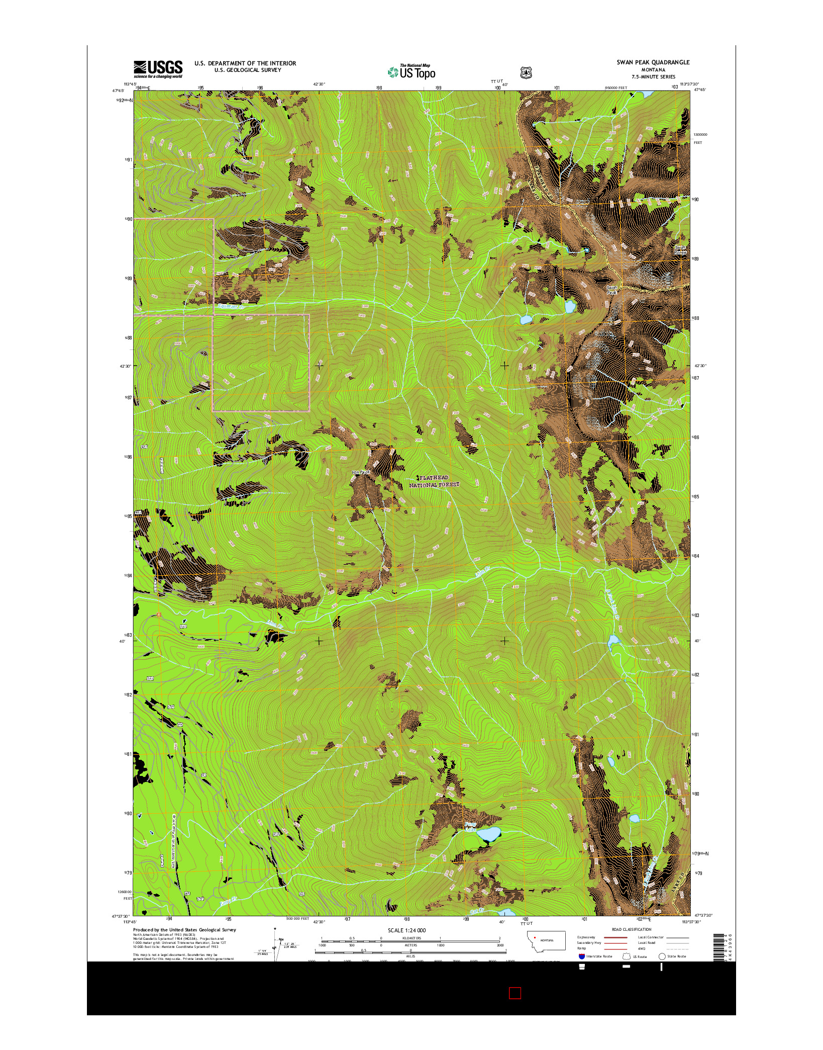 USGS US TOPO 7.5-MINUTE MAP FOR SWAN PEAK, MT 2017