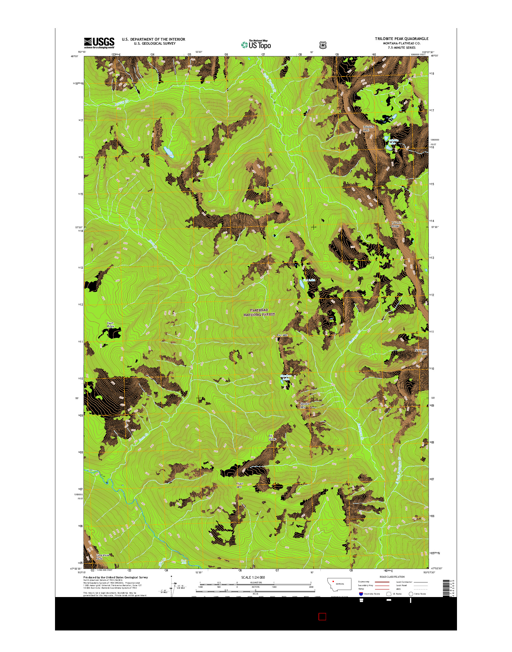 USGS US TOPO 7.5-MINUTE MAP FOR TRILOBITE PEAK, MT 2017