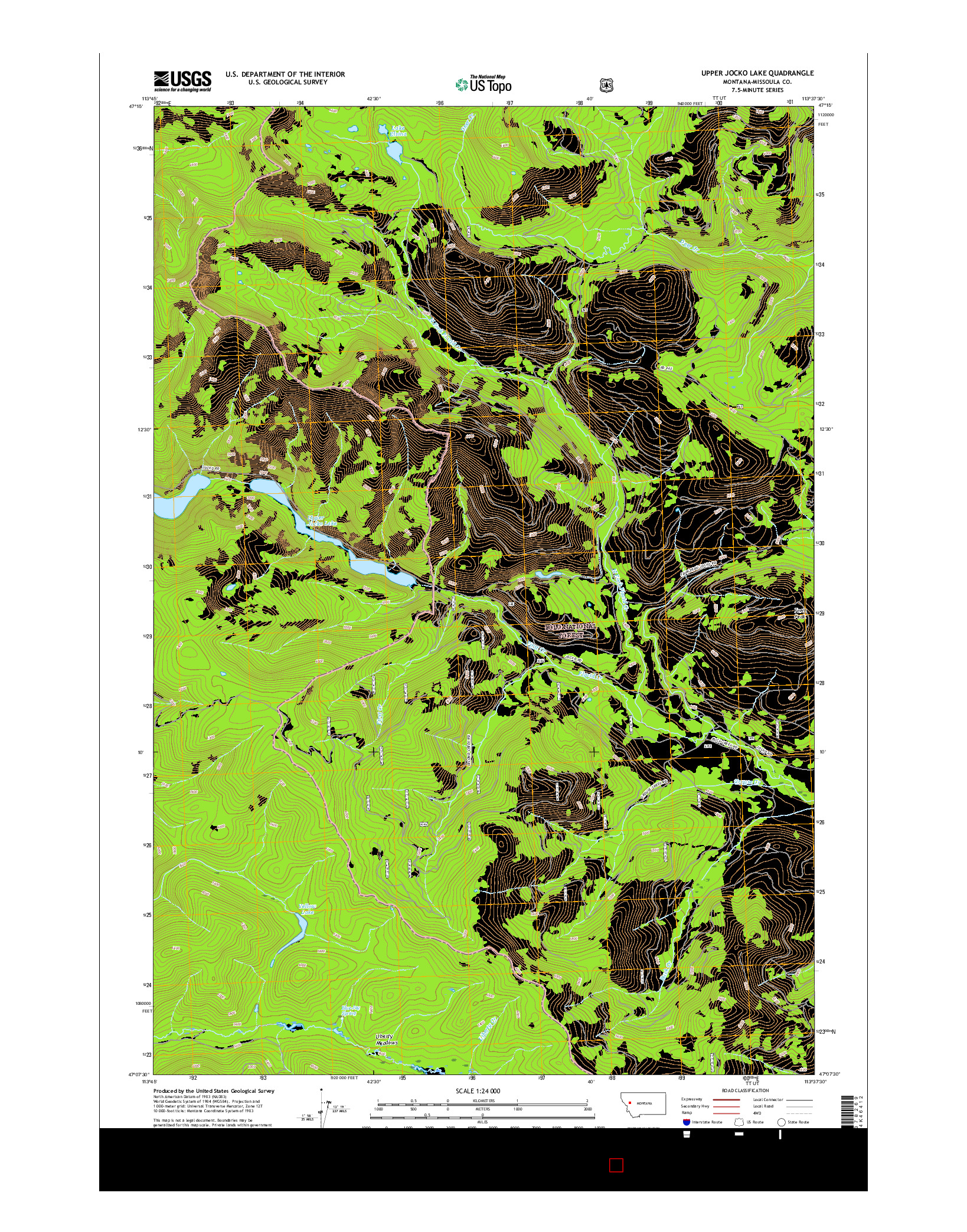 USGS US TOPO 7.5-MINUTE MAP FOR UPPER JOCKO LAKE, MT 2017